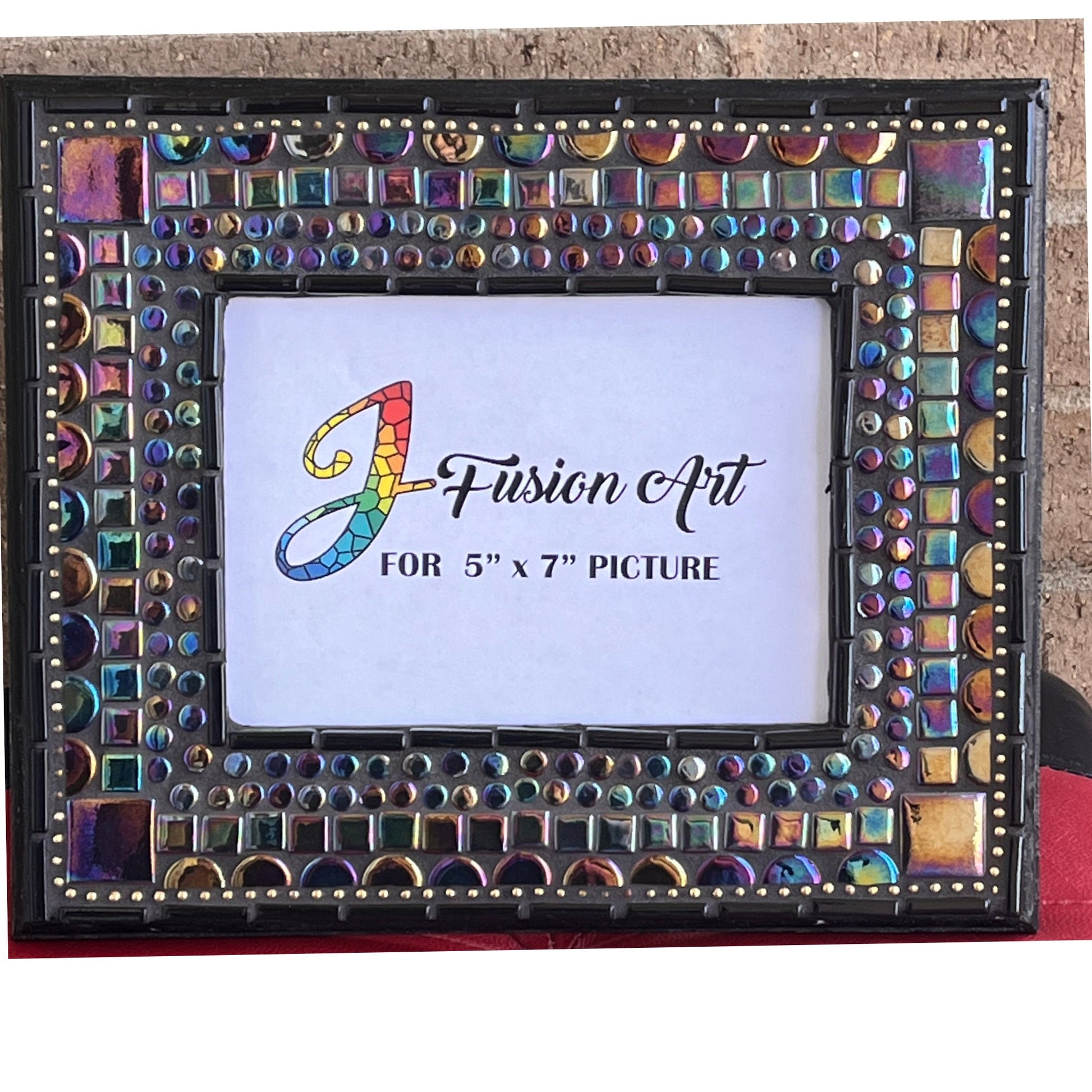 Mosaic Photo Frame/5" x 7"/Iridescent Black/READY TO SHIP - PHOTO FRAMES