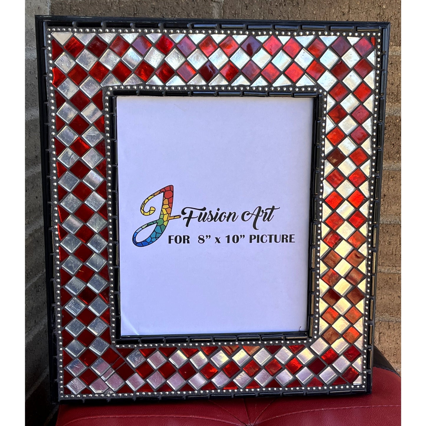 Mosaic Photo Frame/8" x 10"/Red/Silver/READY TO SHIP - PHOTO FRAMES