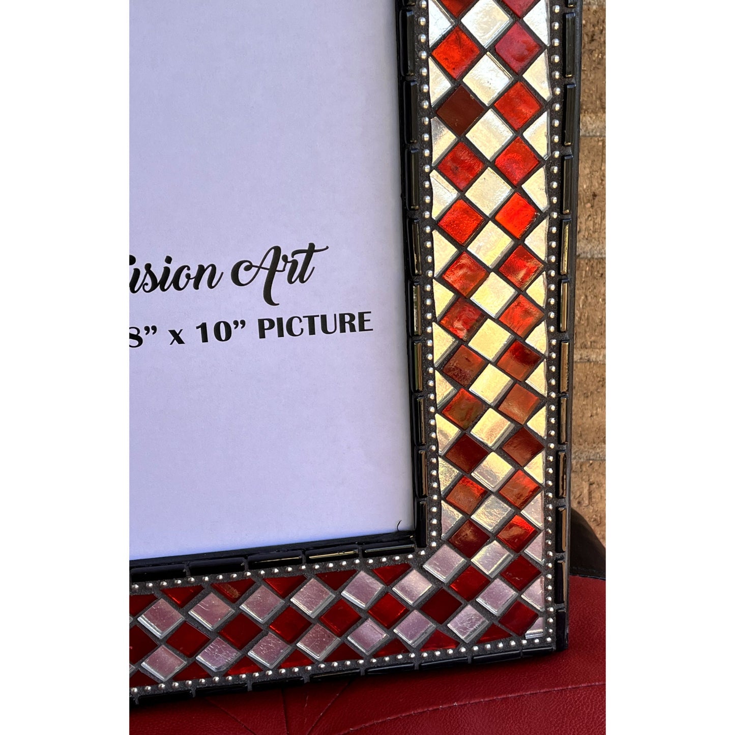 Mosaic Photo Frame/8" x 10"/Red/Silver/READY TO SHIP - PHOTO FRAMES