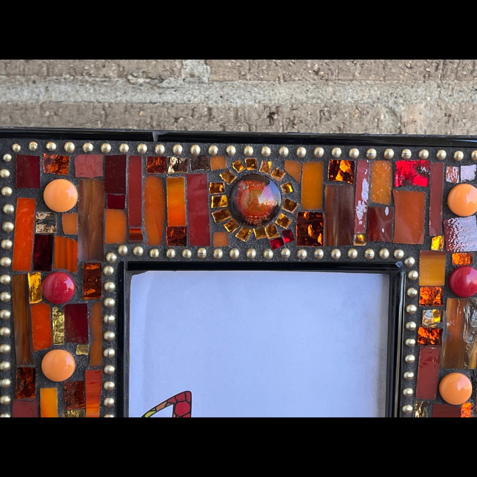 Mosaic Photo Frame/4" x 6"/Red and Orange/READY TO SHIP - PHOTO FRAMES