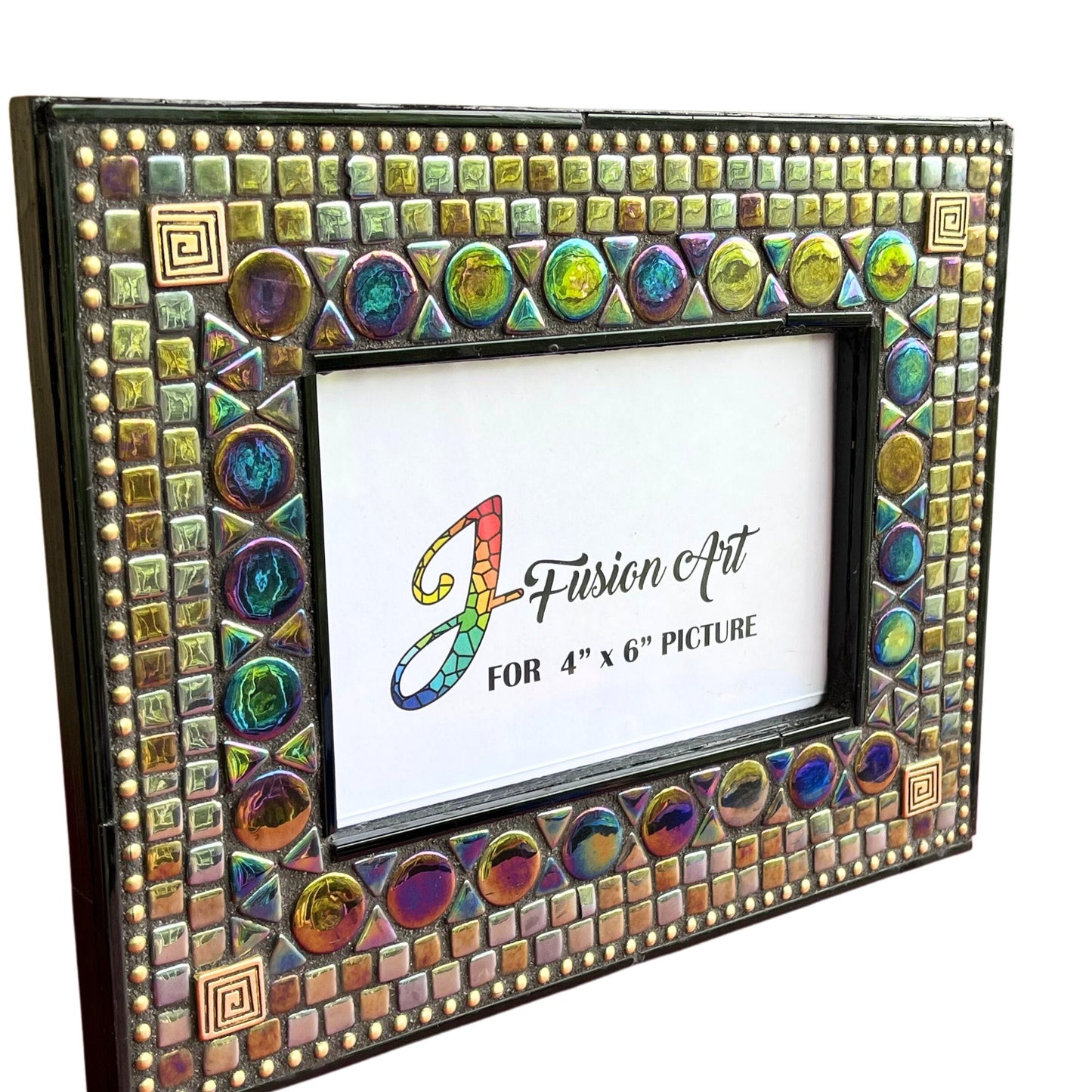 Mosaic Photo Frame/4" x 6"/Black Iridescent Pearl/Ready to Ship - PHOTO FRAMES