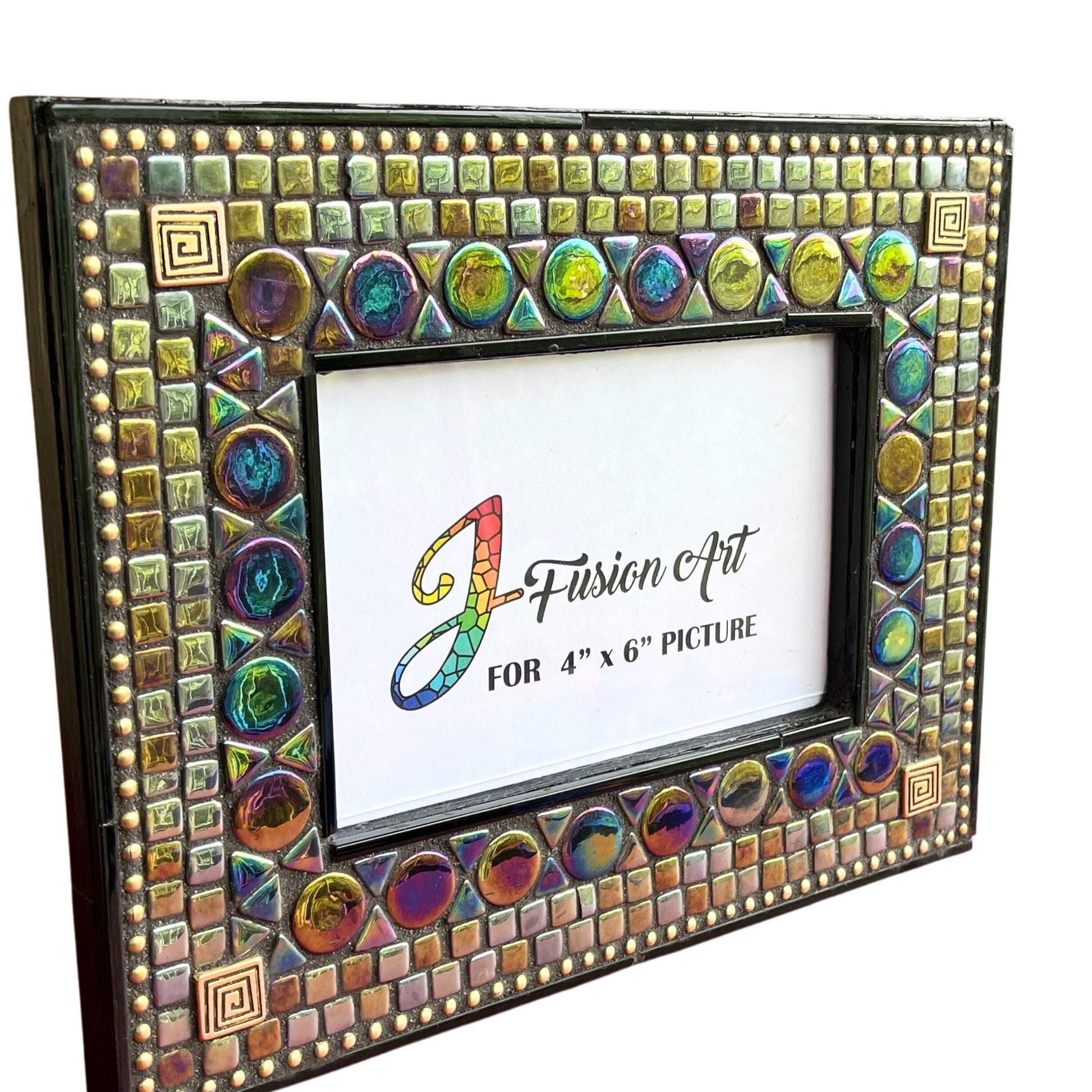 Mosaic Photo Frame/4" x 6"/Black Iridescent Pearl/Ready to Ship - PHOTO FRAMES