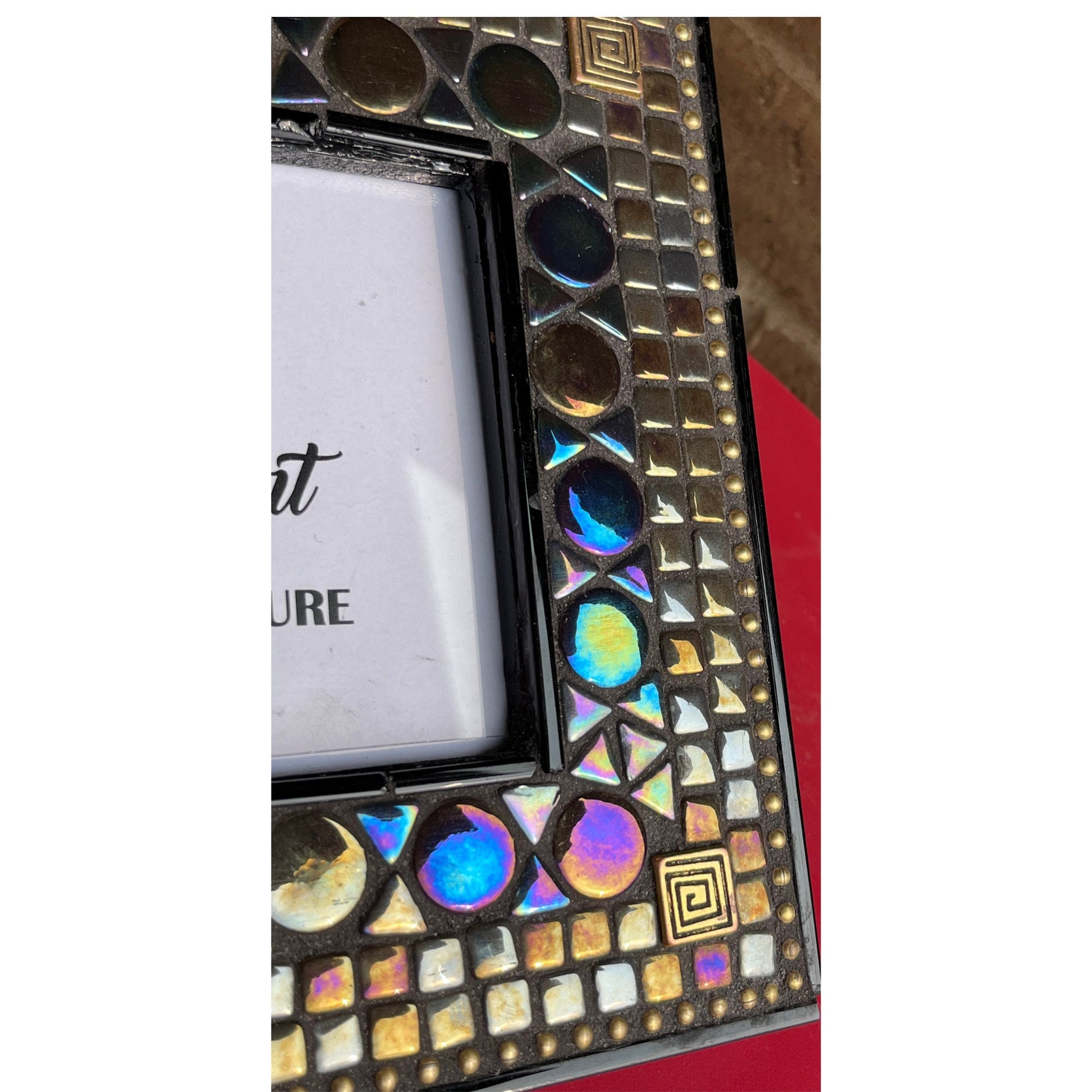 Mosaic Photo Frame/4" x 6"/Black Iridescent Pearl/Ready to Ship - PHOTO FRAMES