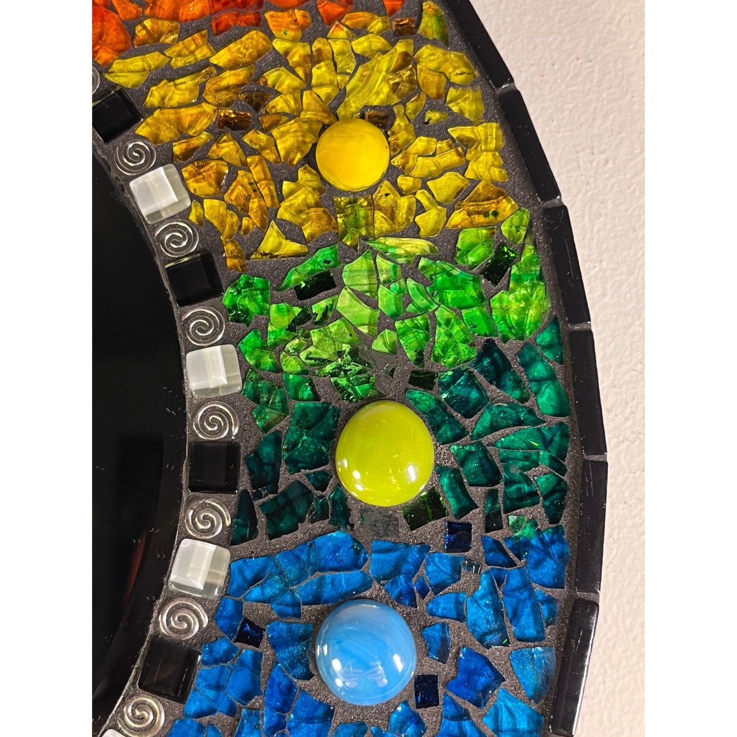 Rainbow 14" Mirror | Tempered Glass & Mosaic | Sparkling Beauty -