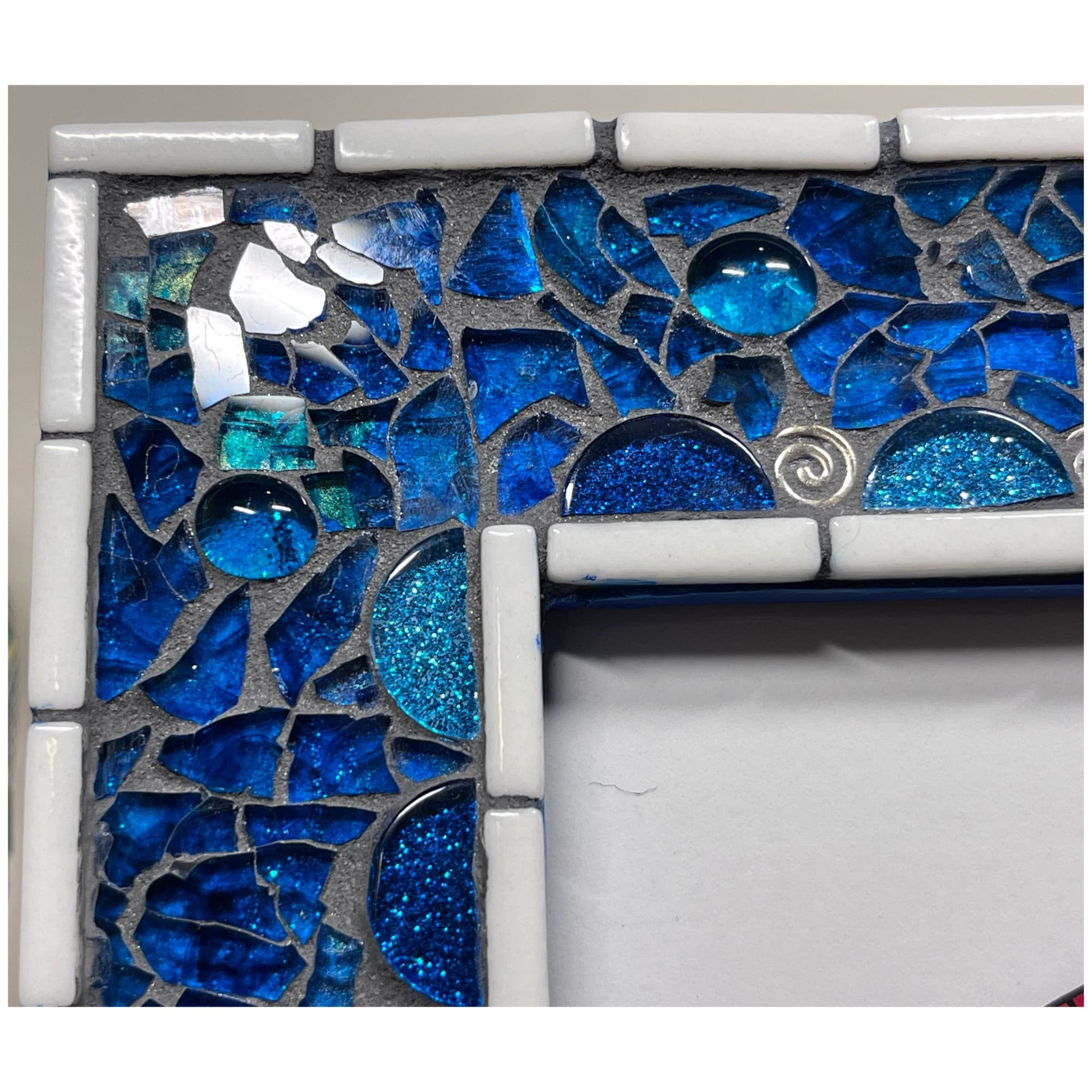 MOSAIC PHOTO FRAME| 5" x 7" | Tempered Glass & Mosaic | Ocean Colors | Amazing depth and shine - PHOTO FRAMES