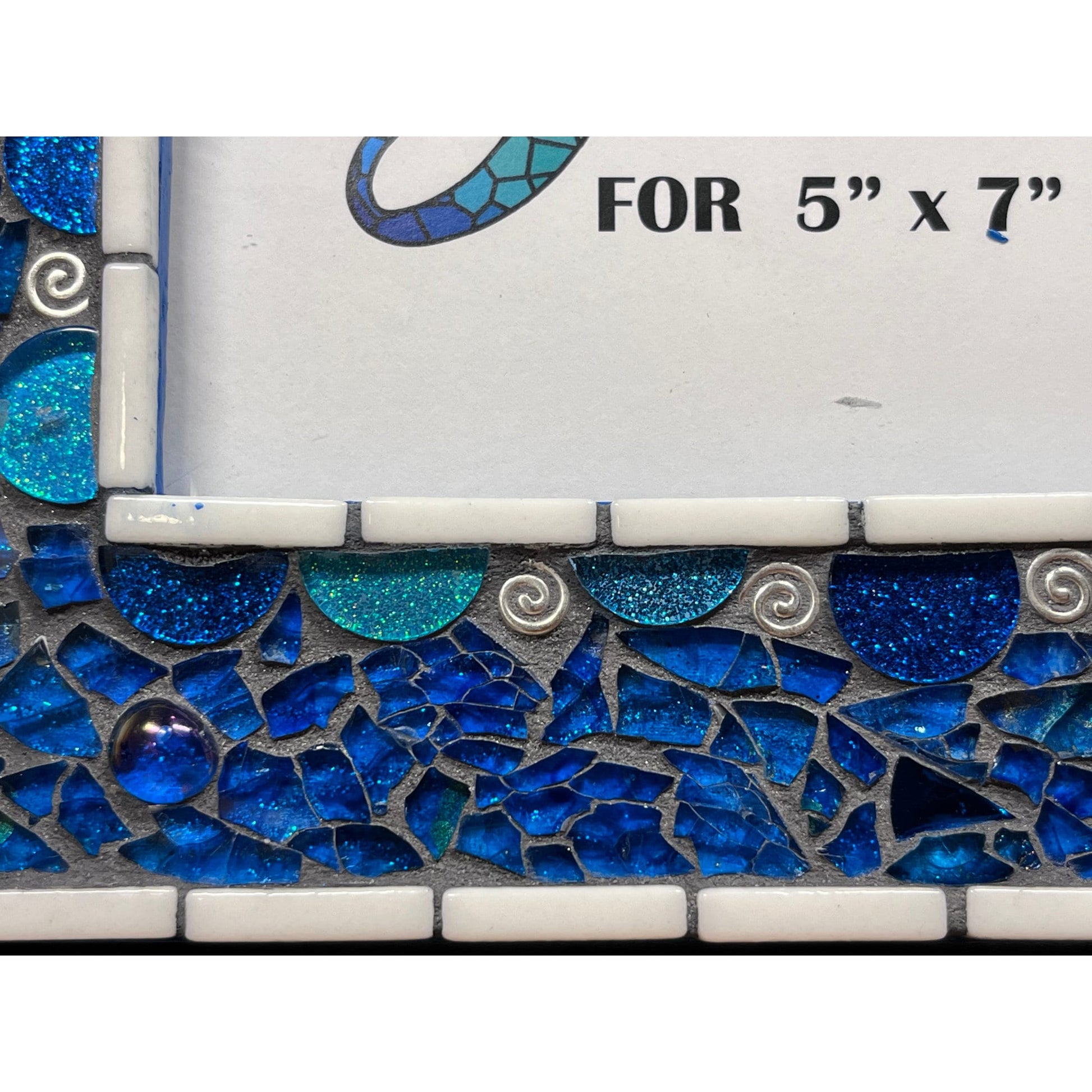 MOSAIC PHOTO FRAME| 5" x 7" | Tempered Glass & Mosaic | Ocean Colors | Amazing depth and shine - PHOTO FRAMES
