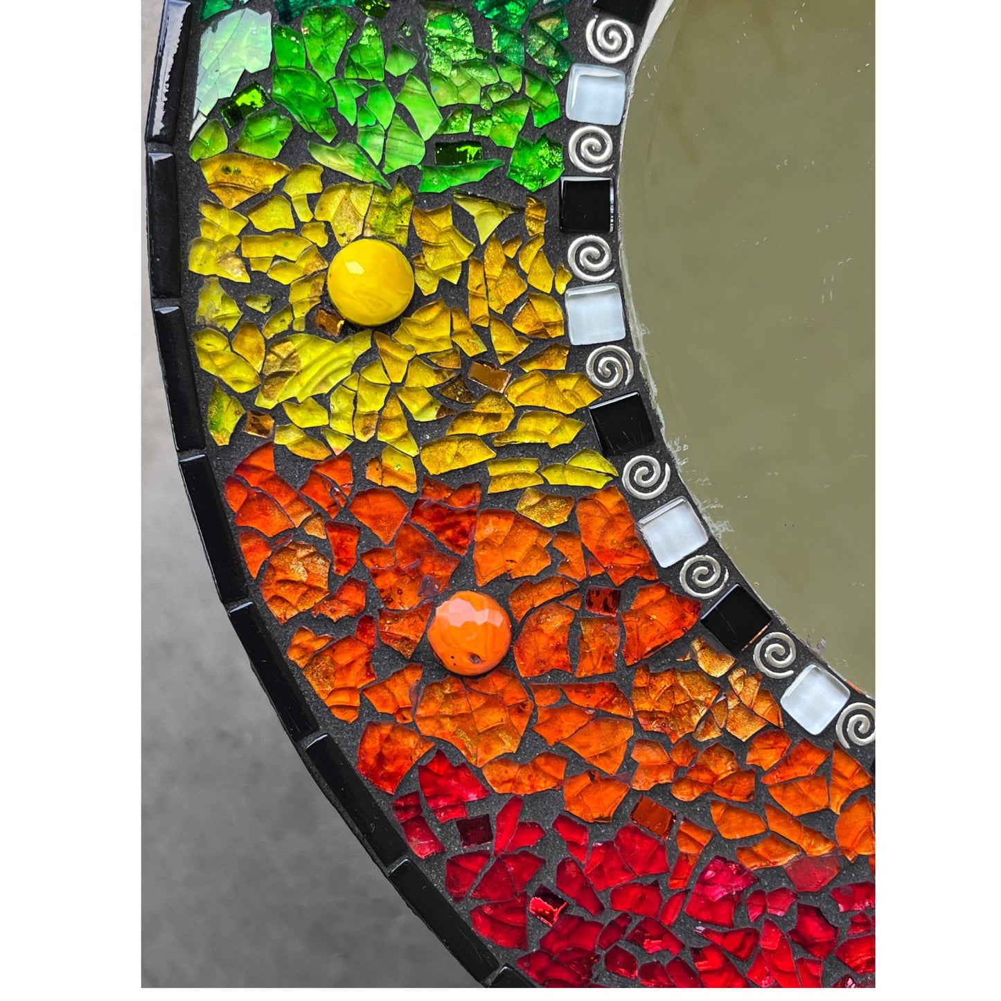 Rainbow 14" Mirror | Tempered Glass & Mosaic | Sparkling Beauty -
