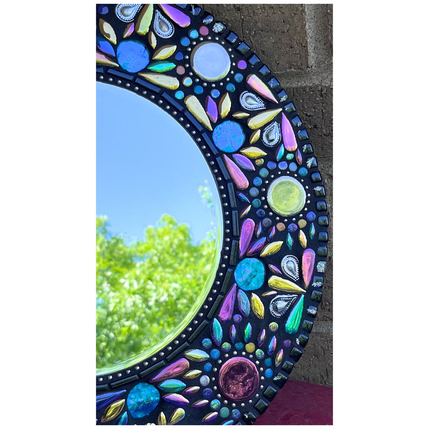 MOSAIC MIRROR 14" | Iridescent Fiesta| Sophisticated! One of a kind - MIRRORS