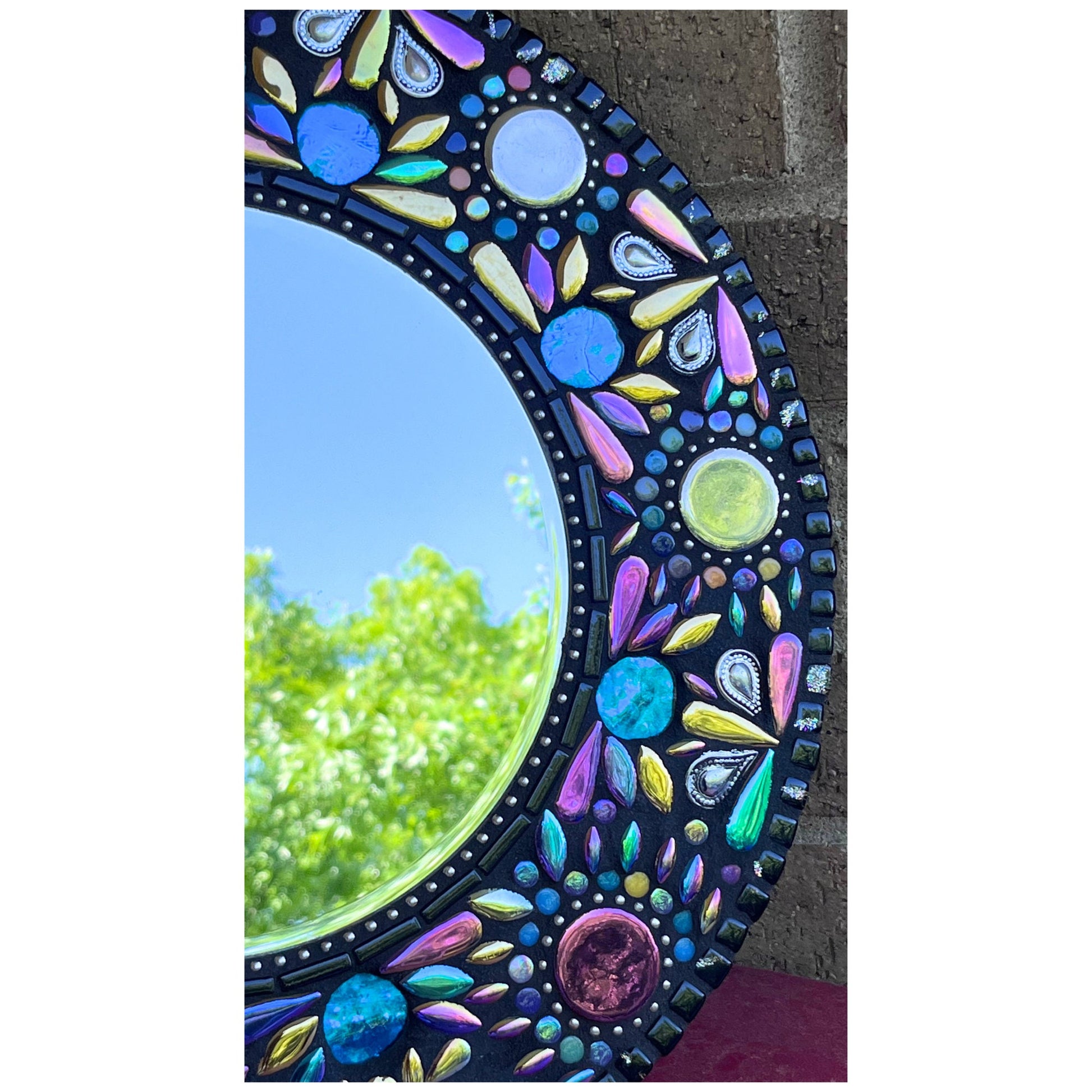 MOSAIC MIRROR 14" | Iridescent Fiesta| Sophisticated! One of a kind - MIRRORS