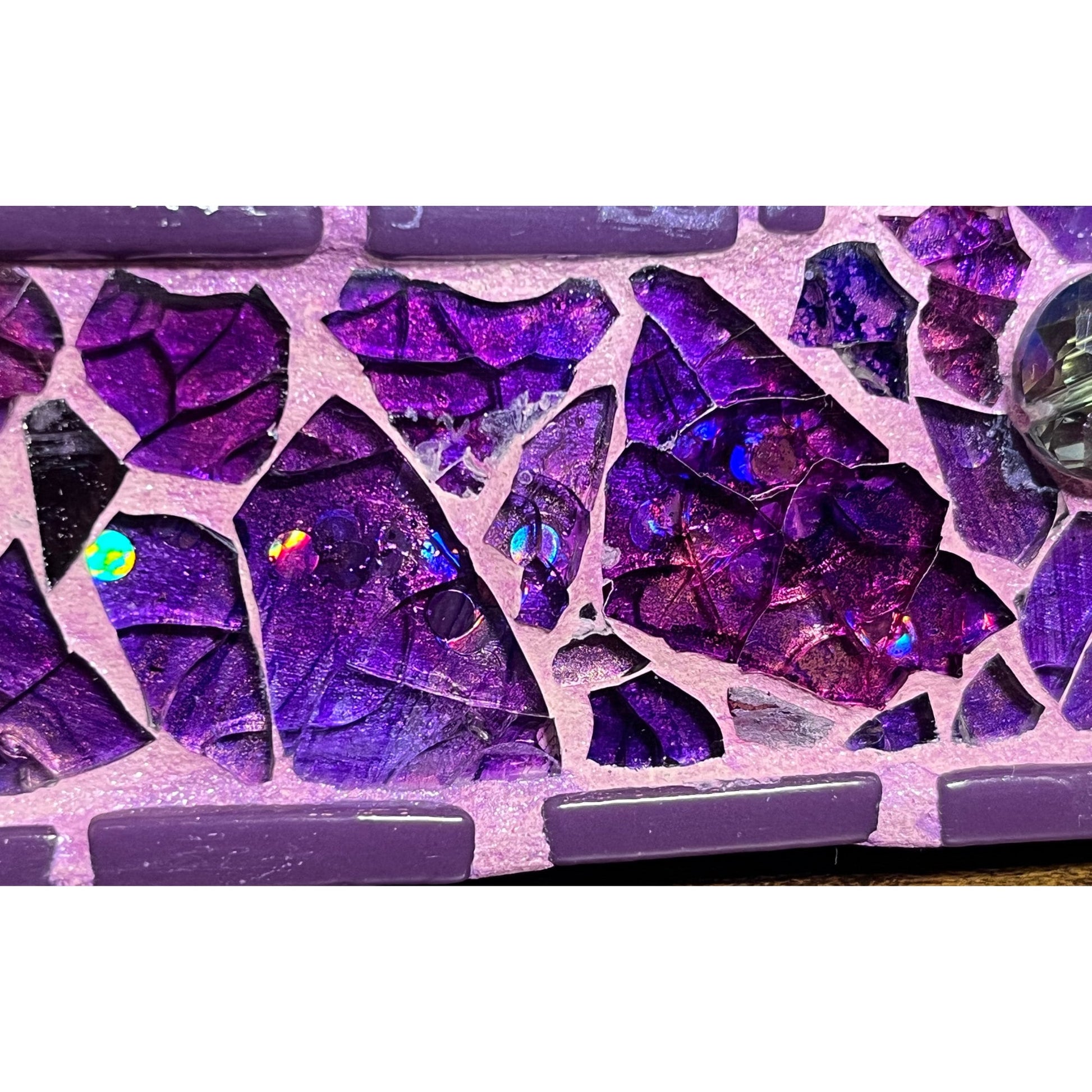 Purple Photo Frame | 5" x 7" | Purple Tempered Glass and Mosaic| Stunning color and shine! - PHOTO FRAMES