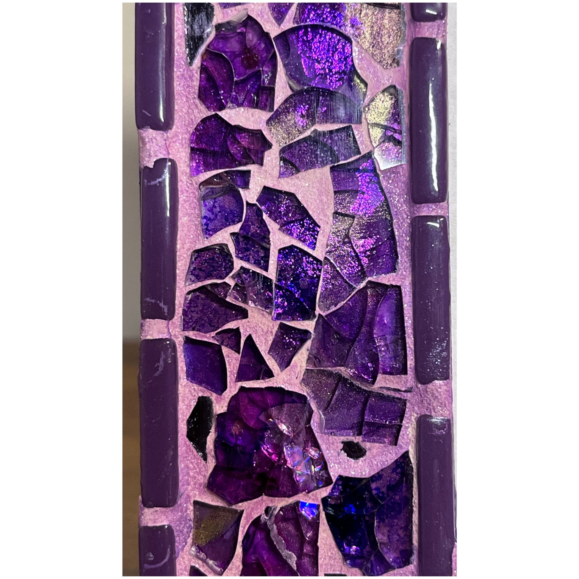 Purple Photo Frame | 5" x 7" | Purple Tempered Glass and Mosaic| Stunning color and shine! - PHOTO FRAMES