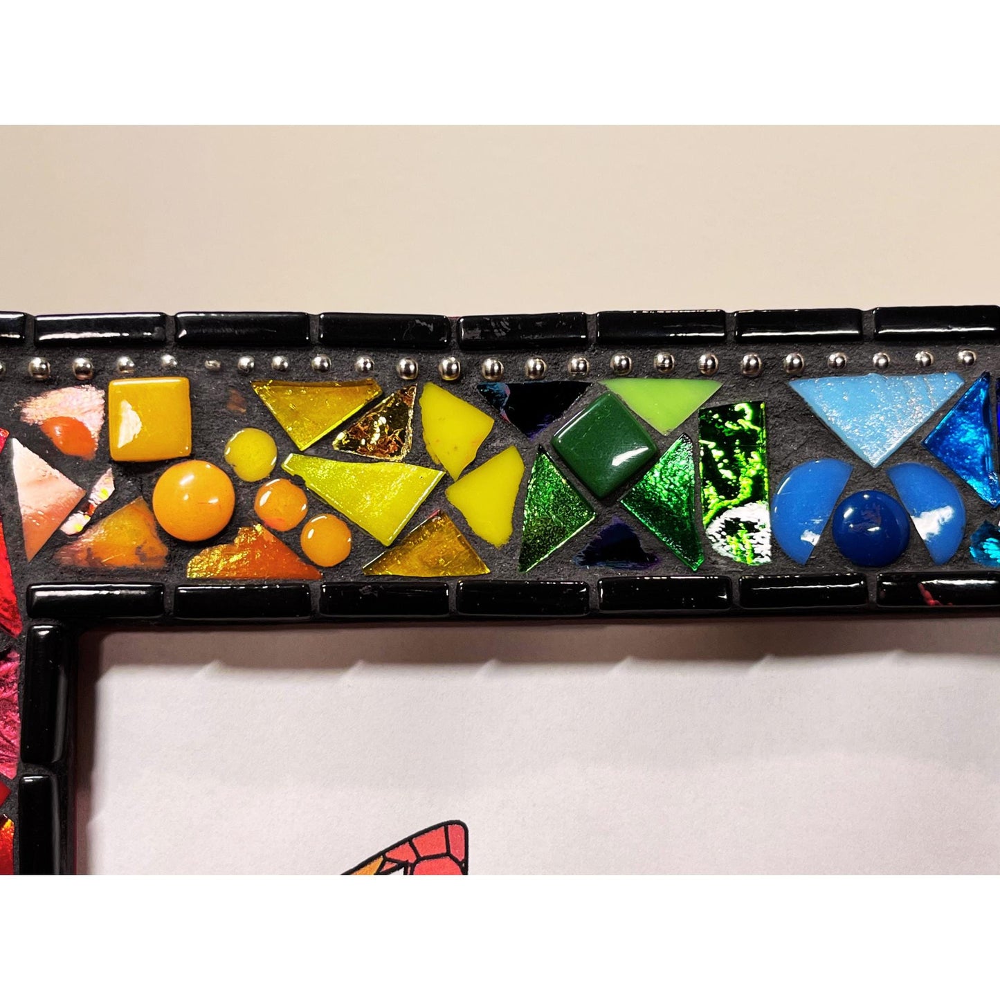 Rainbow Mosaic Photo Frame / 5" x 7" / Rainbow Patchwork. Lots of texture. Unique Holiday Gift. Best Seller! - PHOTO FRAMES