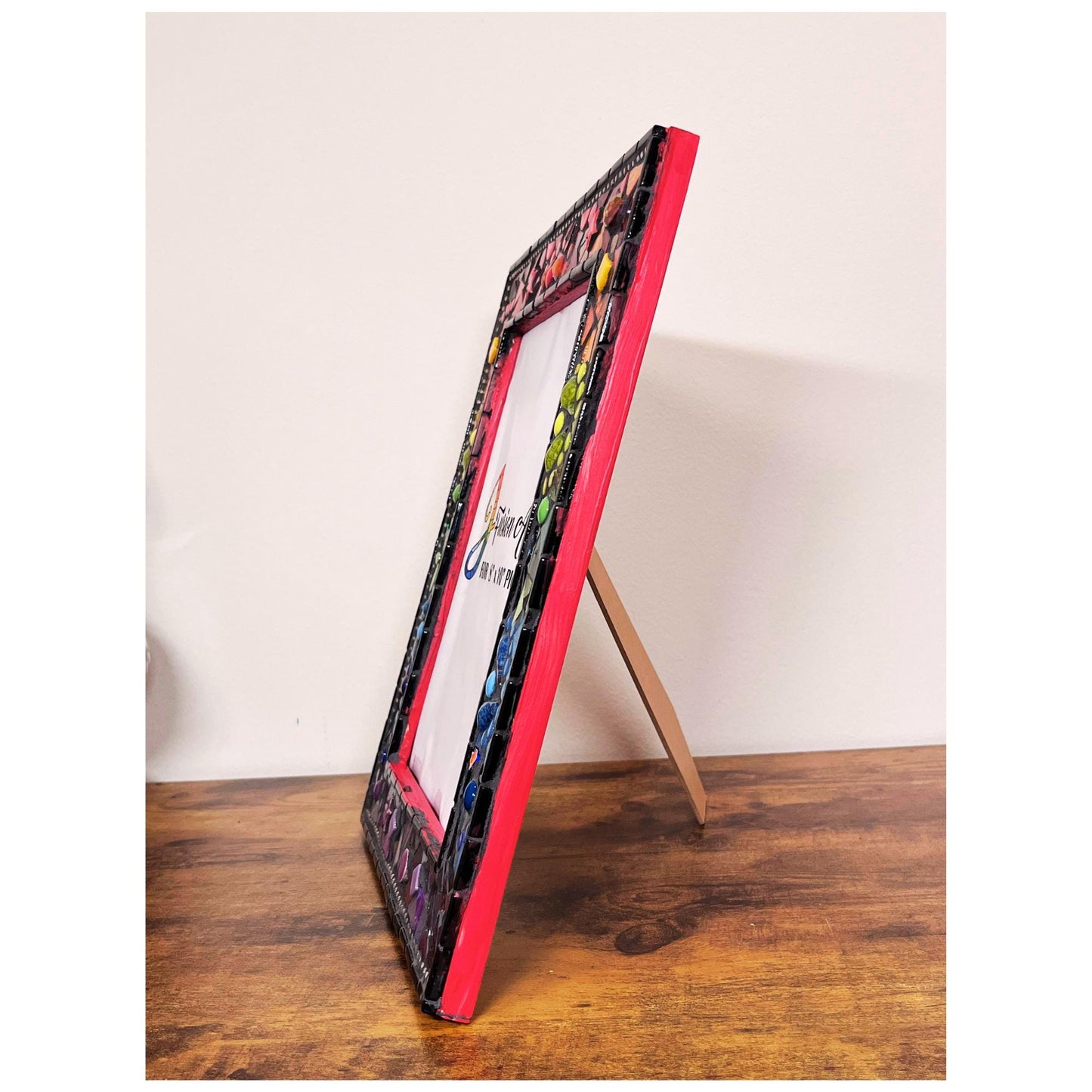 Rainbow Mosaic Photo Frame | 8" x 10" | Rainbow Patchwork. Lots of texture. Unique Holiday Gift. - PHOTO FRAMES