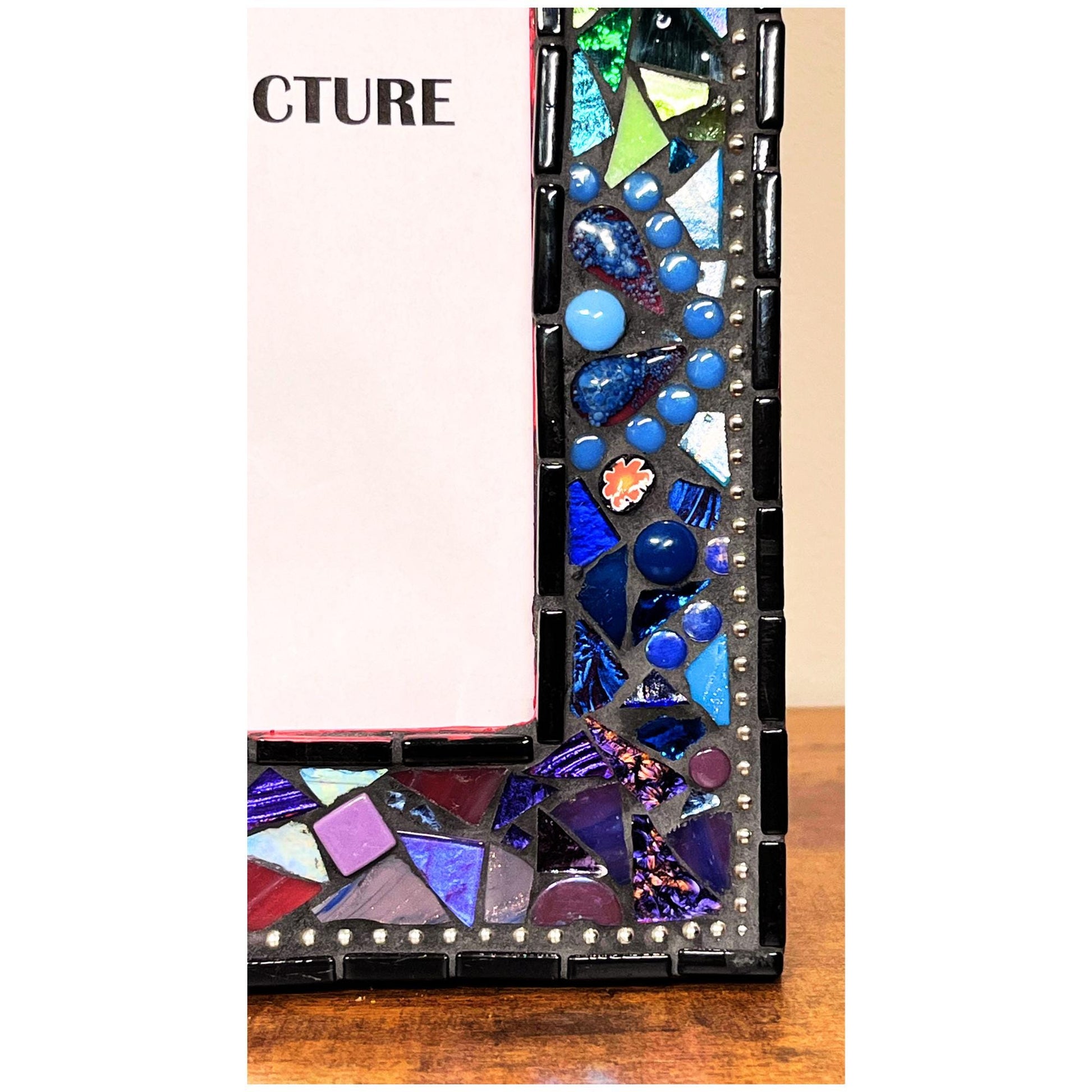 Rainbow Mosaic Photo Frame | 8" x 10" | Rainbow Patchwork. Lots of texture. Unique Holiday Gift. - PHOTO FRAMES