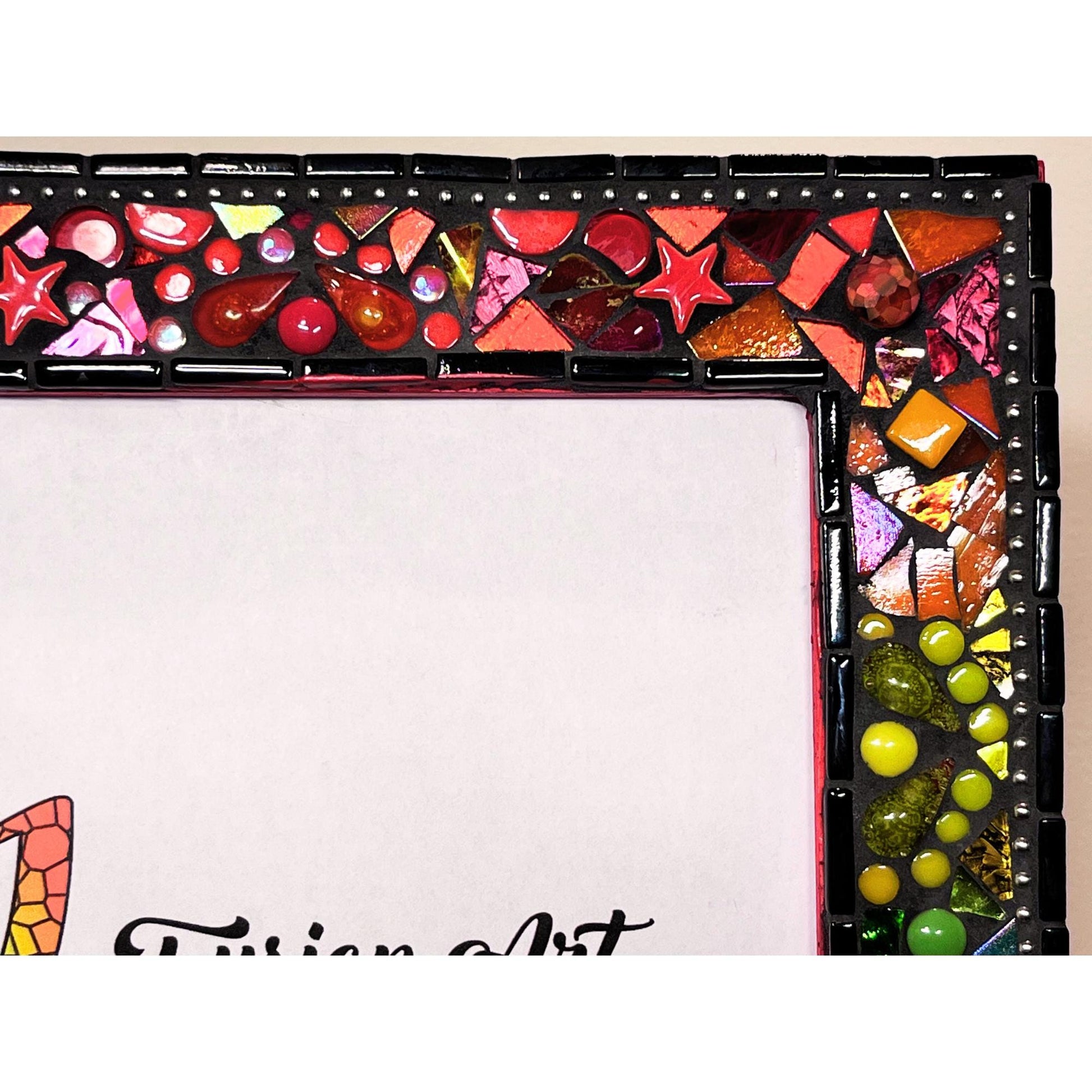 Rainbow Mosaic Photo Frame | 8" x 10" | Rainbow Patchwork. Lots of texture. Unique Holiday Gift. - PHOTO FRAMES