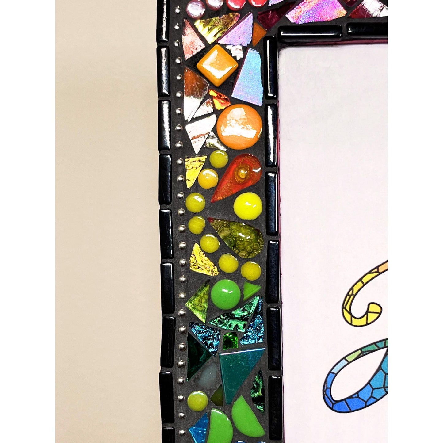 Rainbow Mosaic Photo Frame | 8" x 10" | Rainbow Patchwork. Lots of texture. Unique Holiday Gift. - PHOTO FRAMES