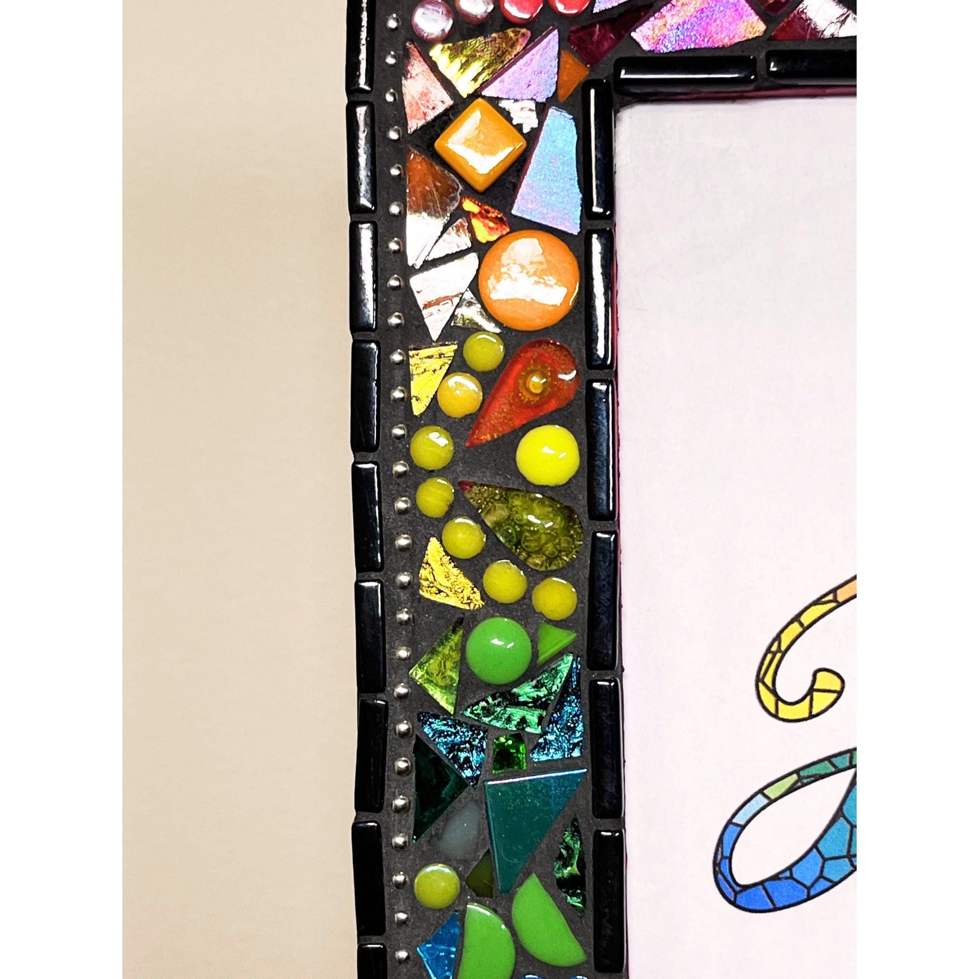 Rainbow Mosaic Photo Frame | 8" x 10" | Rainbow Patchwork. Lots of texture. Unique Holiday Gift. - PHOTO FRAMES