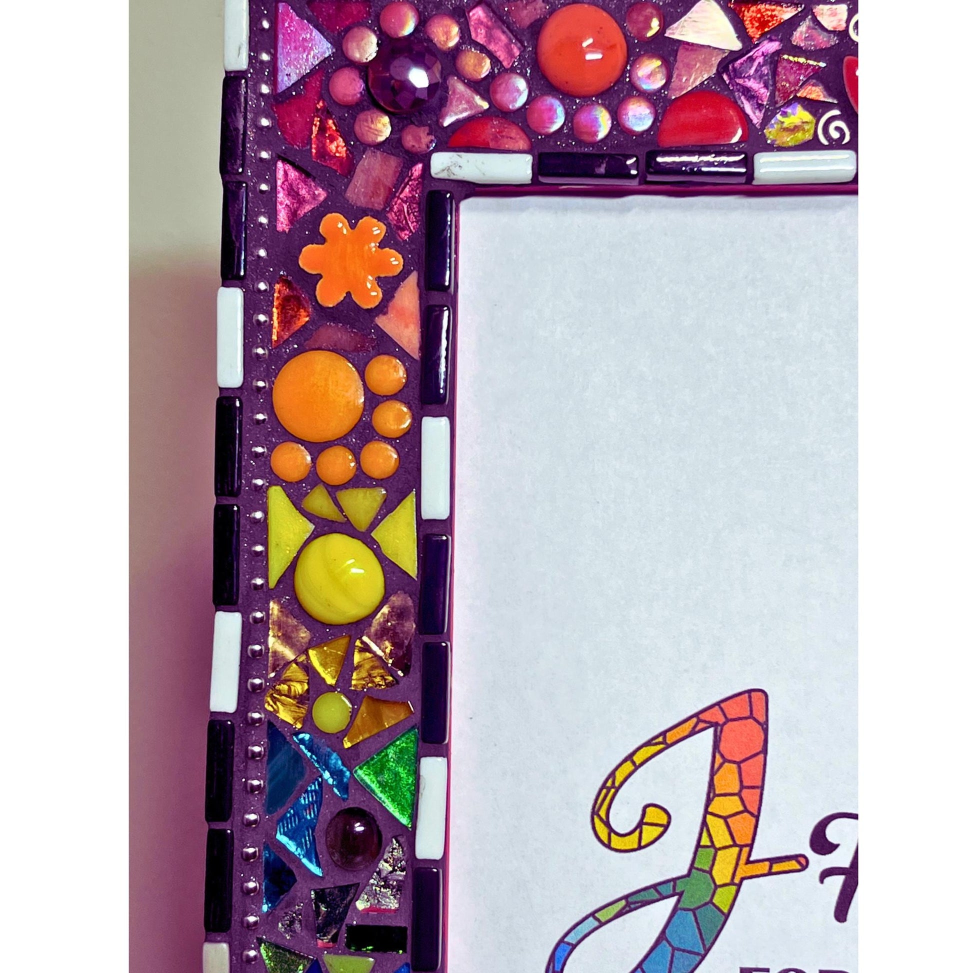 Rainbow Mosaic Photo Frame | 8" x 10" | Rainbow Patchwork. Lots of texture. Bestseller! - PHOTO FRAMES