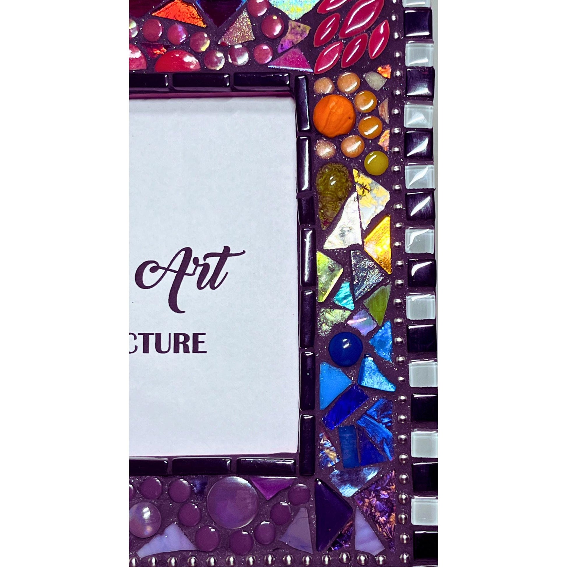 Rainbow Mosaic Photo Frame / 5" x 7" / Rainbow Patchwork. Lots of texture. Unique Best Seller! - PHOTO FRAMES