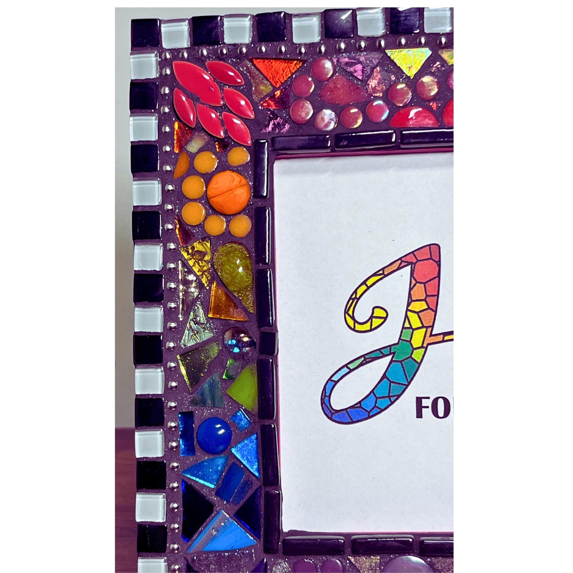 Rainbow Mosaic Photo Frame / 5" x 7" / Rainbow Patchwork. Lots of texture. Unique Best Seller! - PHOTO FRAMES