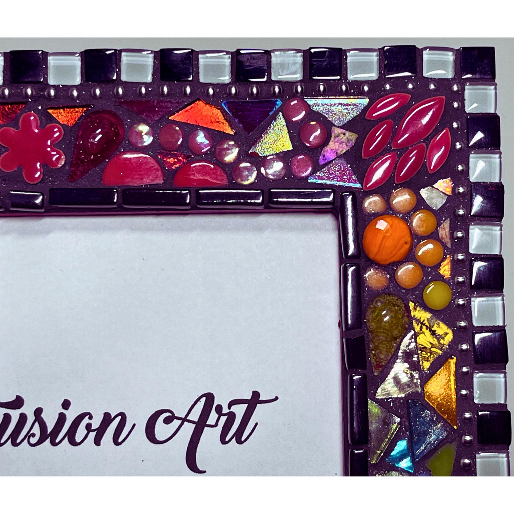 Rainbow Mosaic Photo Frame / 5" x 7" / Rainbow Patchwork. Lots of texture. Unique Best Seller! - PHOTO FRAMES