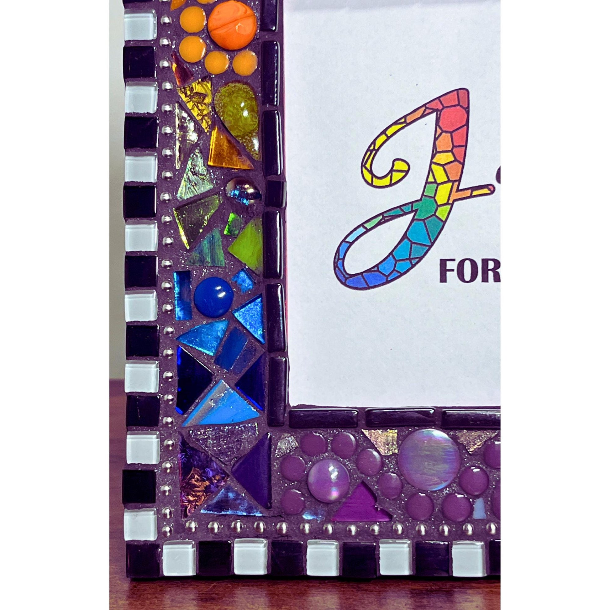 Rainbow Mosaic Photo Frame / 5" x 7" / Rainbow Patchwork. Lots of texture. Unique Best Seller! - PHOTO FRAMES