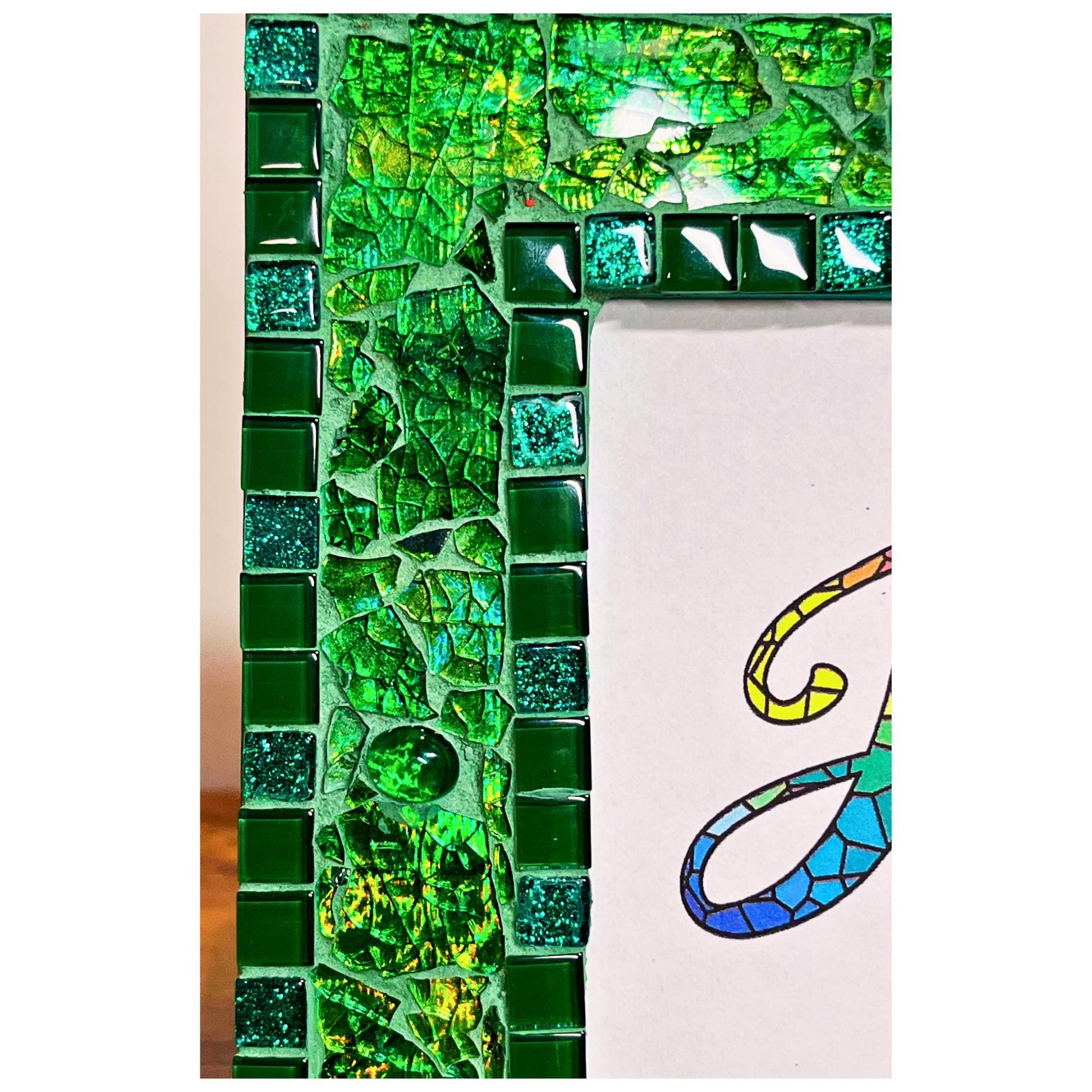 Green Tempered Glass Photo Frame / 5x7 / For Exquisite Displays, One of a Kind - PHOTO FRAMES