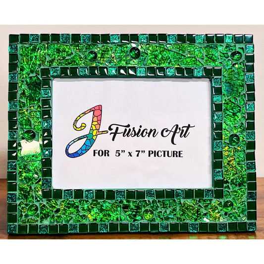Green Tempered Glass Photo Frame / 5x7 / For Exquisite Displays, One of a Kind - PHOTO FRAMES
