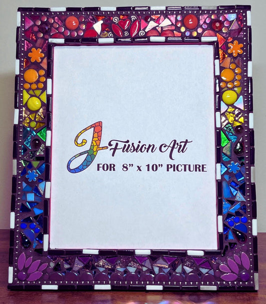 Rainbow Mosaic Photo Frame | 8" x 10" | Rainbow Patchwork. Lots of texture. Bestseller! - PHOTO FRAMES