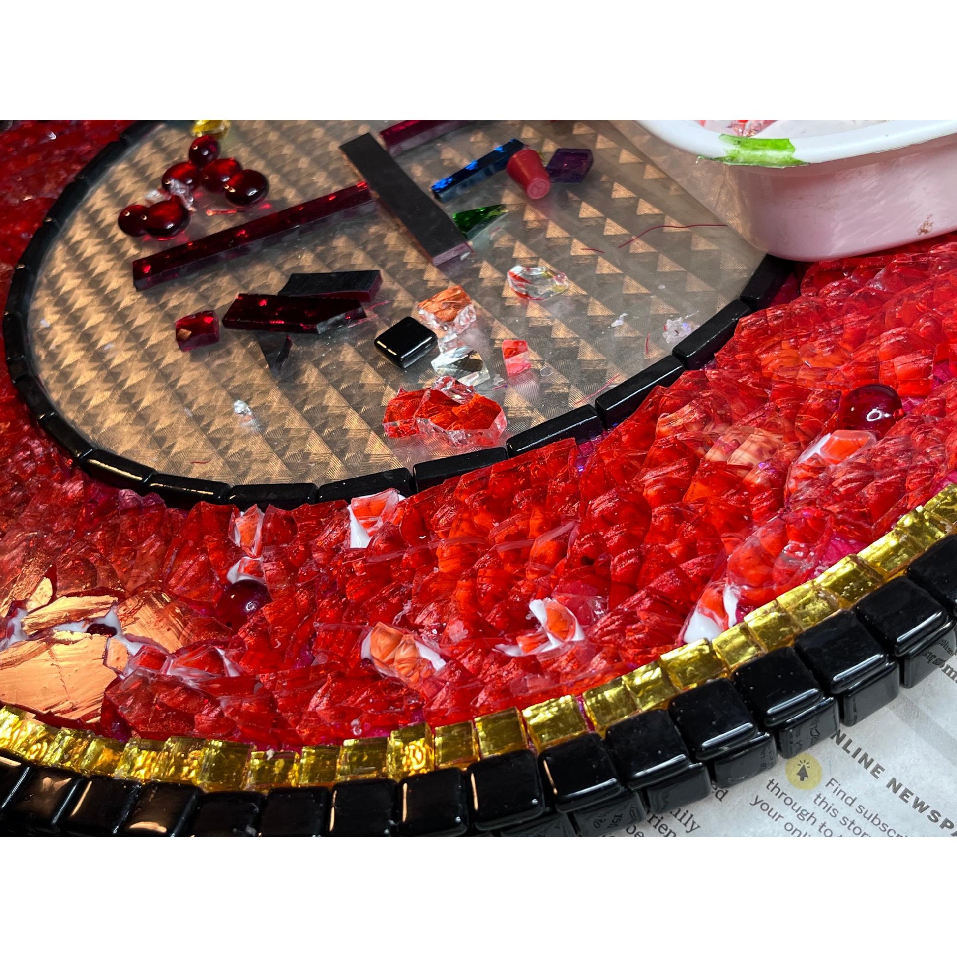 Captivating 14" Mosaic Mirror |Orient Inspired Decor| Statement Piece. - MIRRORS