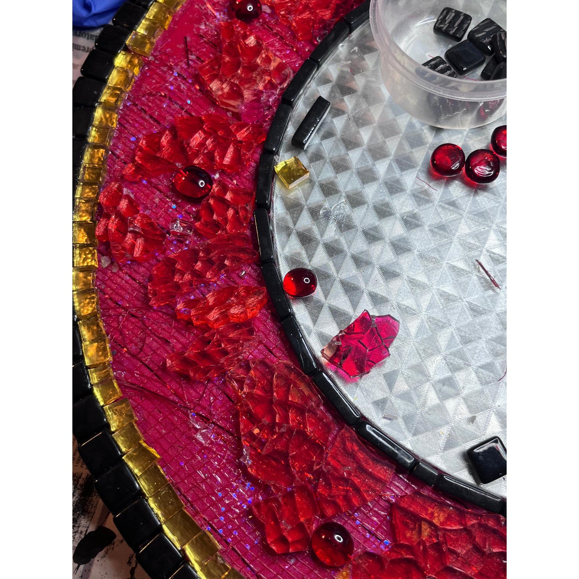 Captivating 14" Mosaic Mirror |Orient Inspired Decor| Statement Piece. - MIRRORS