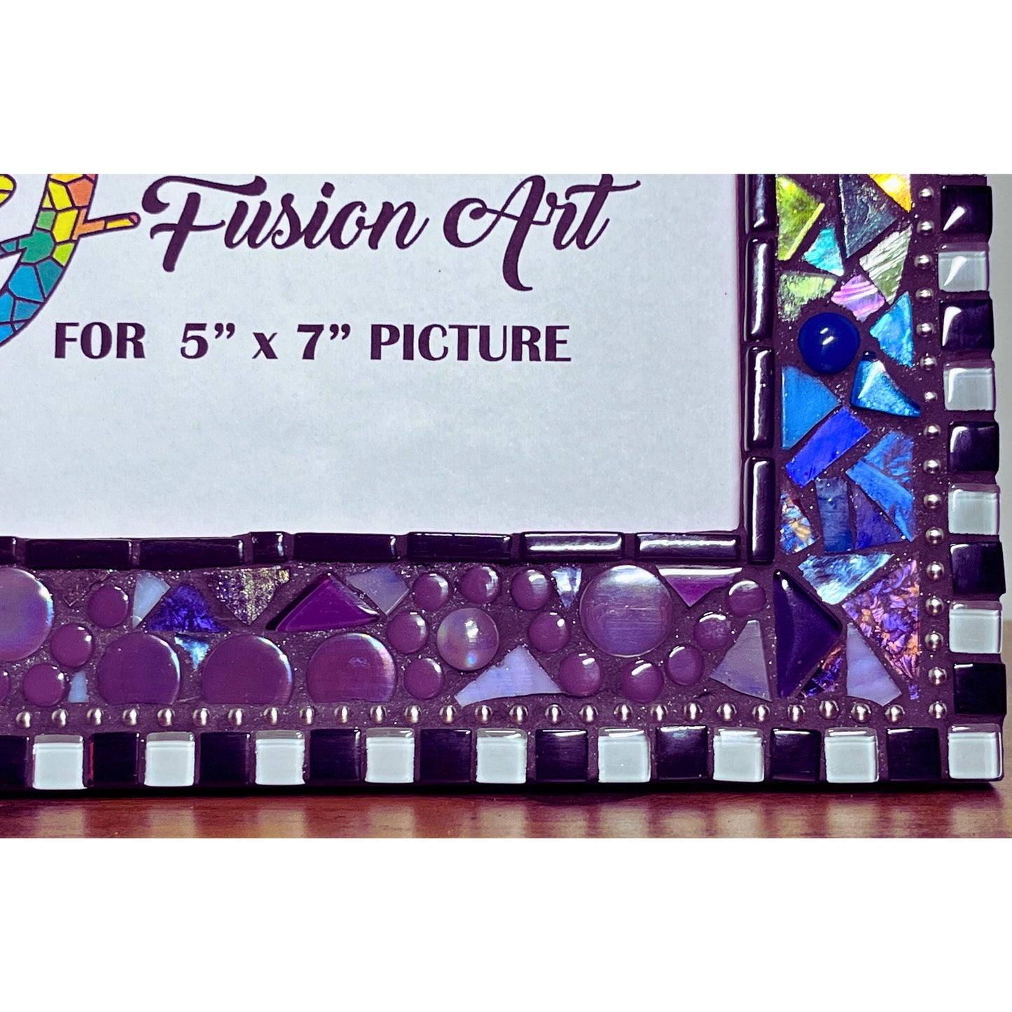Rainbow Mosaic Photo Frame / 5" x 7" / Rainbow Patchwork. Lots of texture. Unique Best Seller! - PHOTO FRAMES