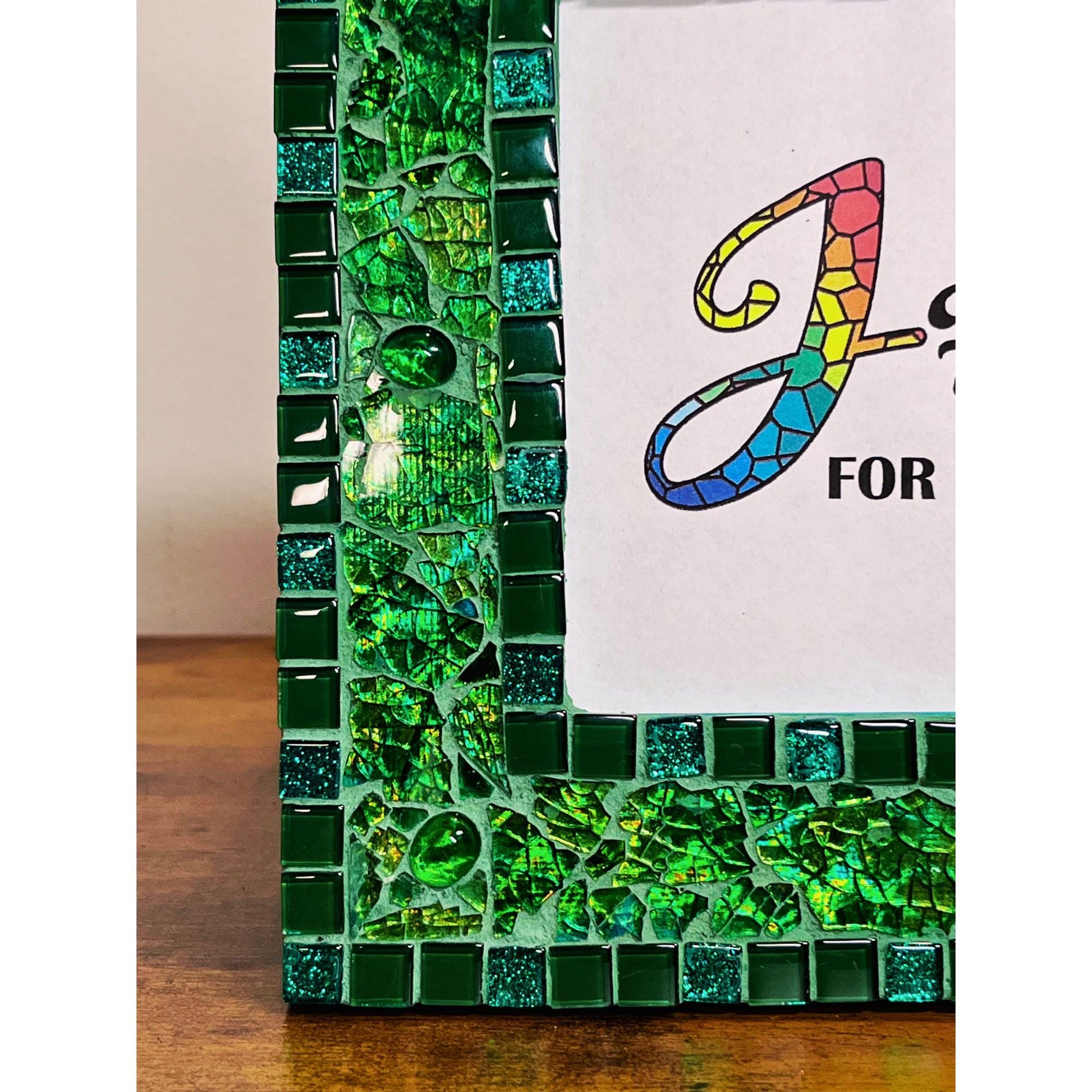 Green Tempered Glass Photo Frame / 5x7 / For Exquisite Displays, One of a Kind - PHOTO FRAMES