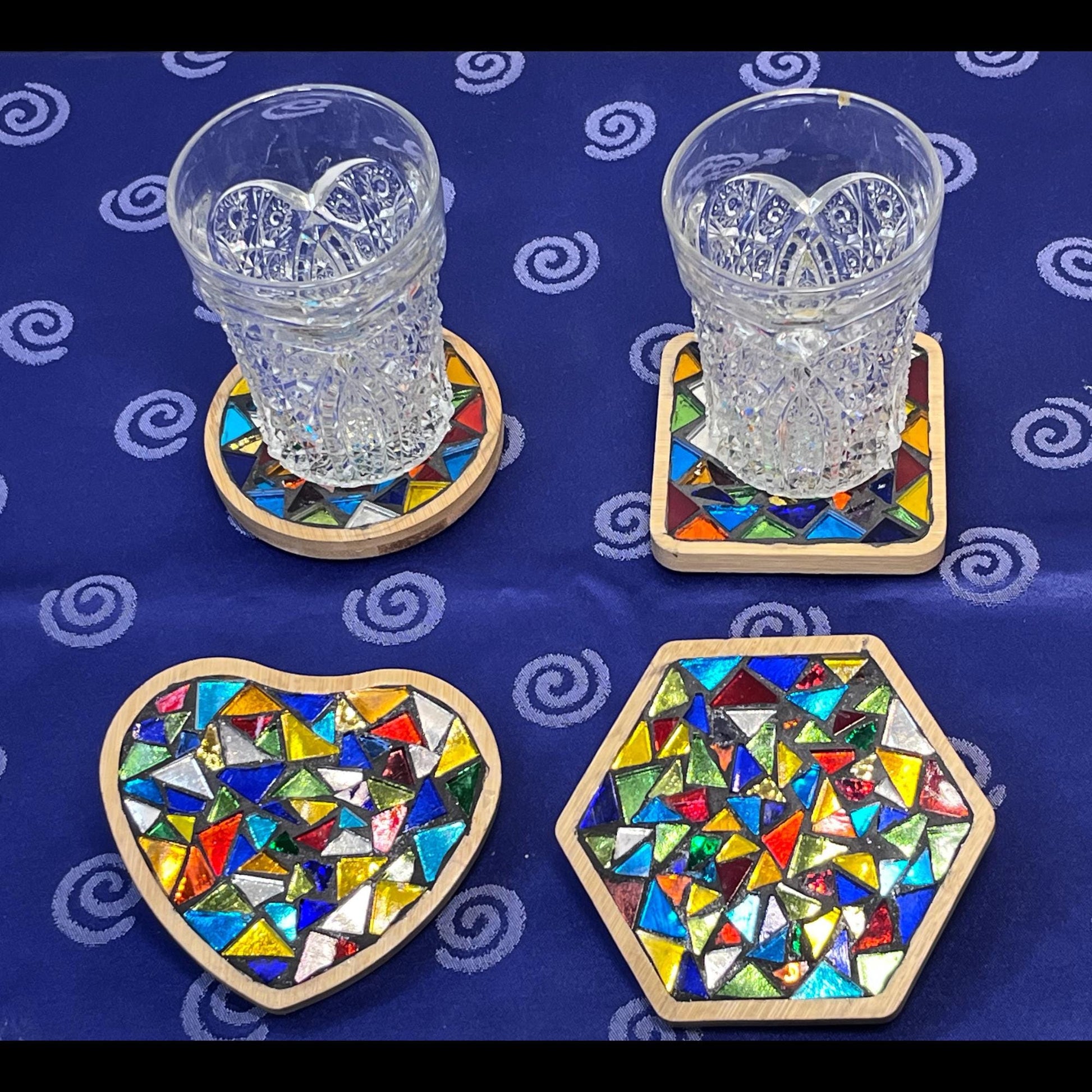 COASTER SET - 4 piece| Rainbow Kaleidoscope| One of a kind -