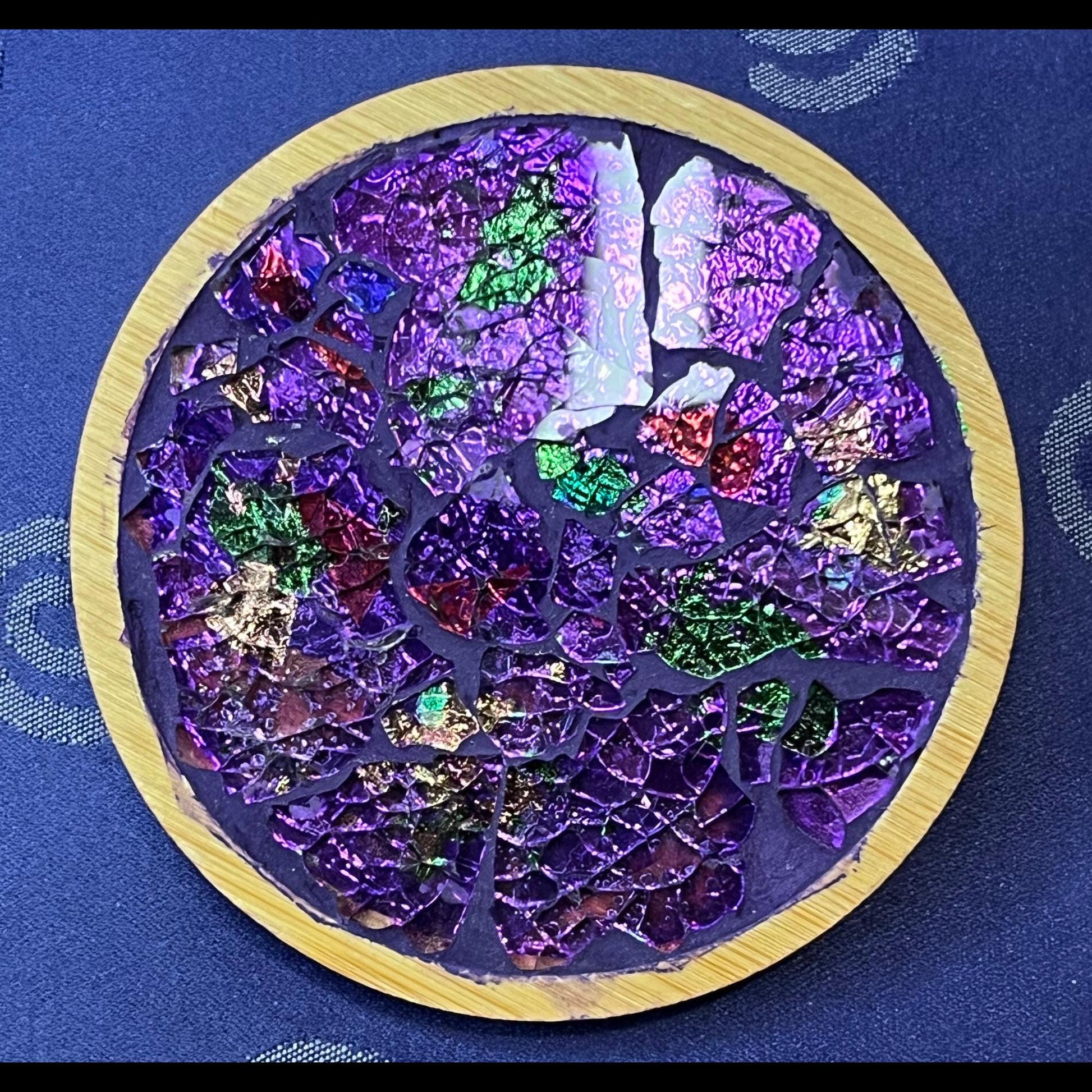 COASTER SET - 4 piece|PURPLE & jewel tones| One of a kind -