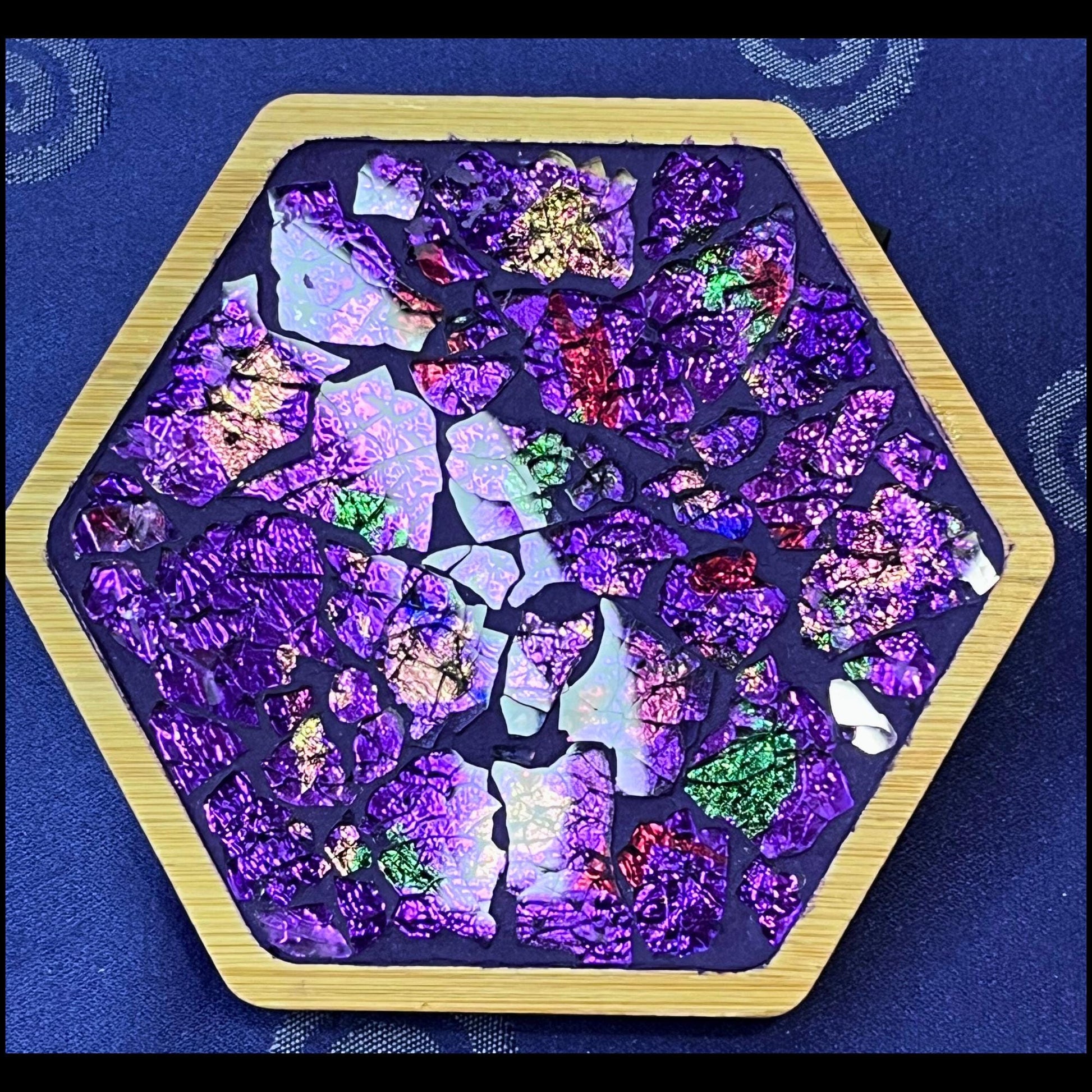 COASTER SET - 4 piece|PURPLE & jewel tones| One of a kind -
