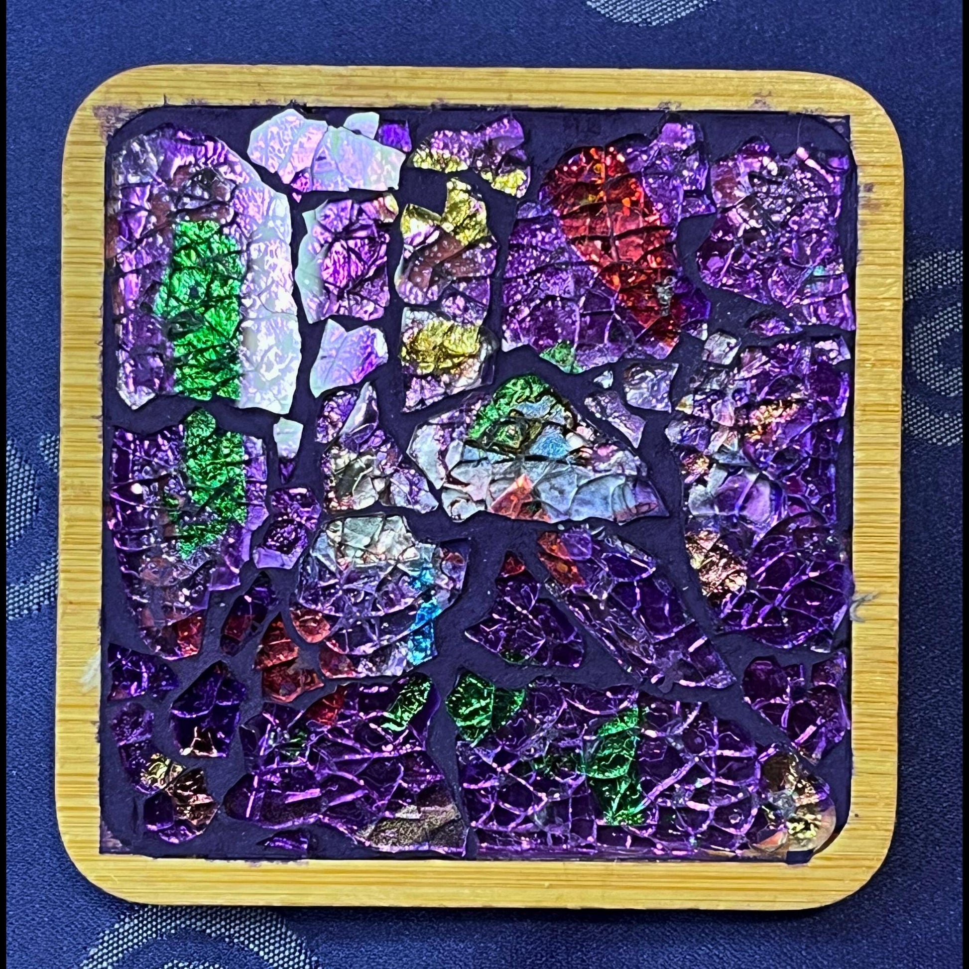 COASTER SET - 4 piece|PURPLE & jewel tones| One of a kind -