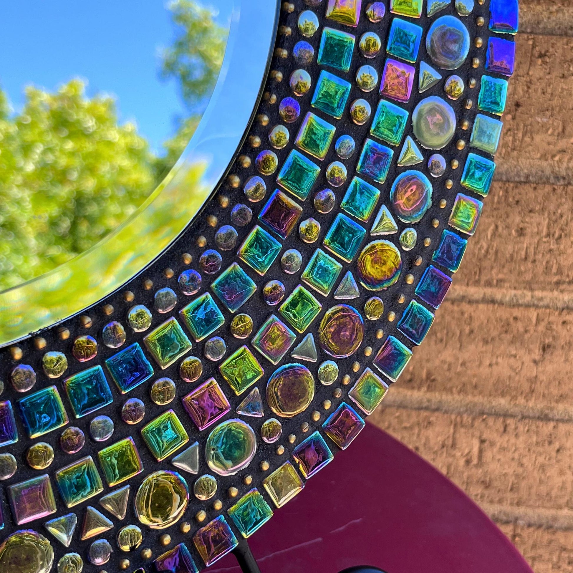 14" Mosaic Mirror | Black Opal Iridescent - Classic & Timeless - MIRRORS