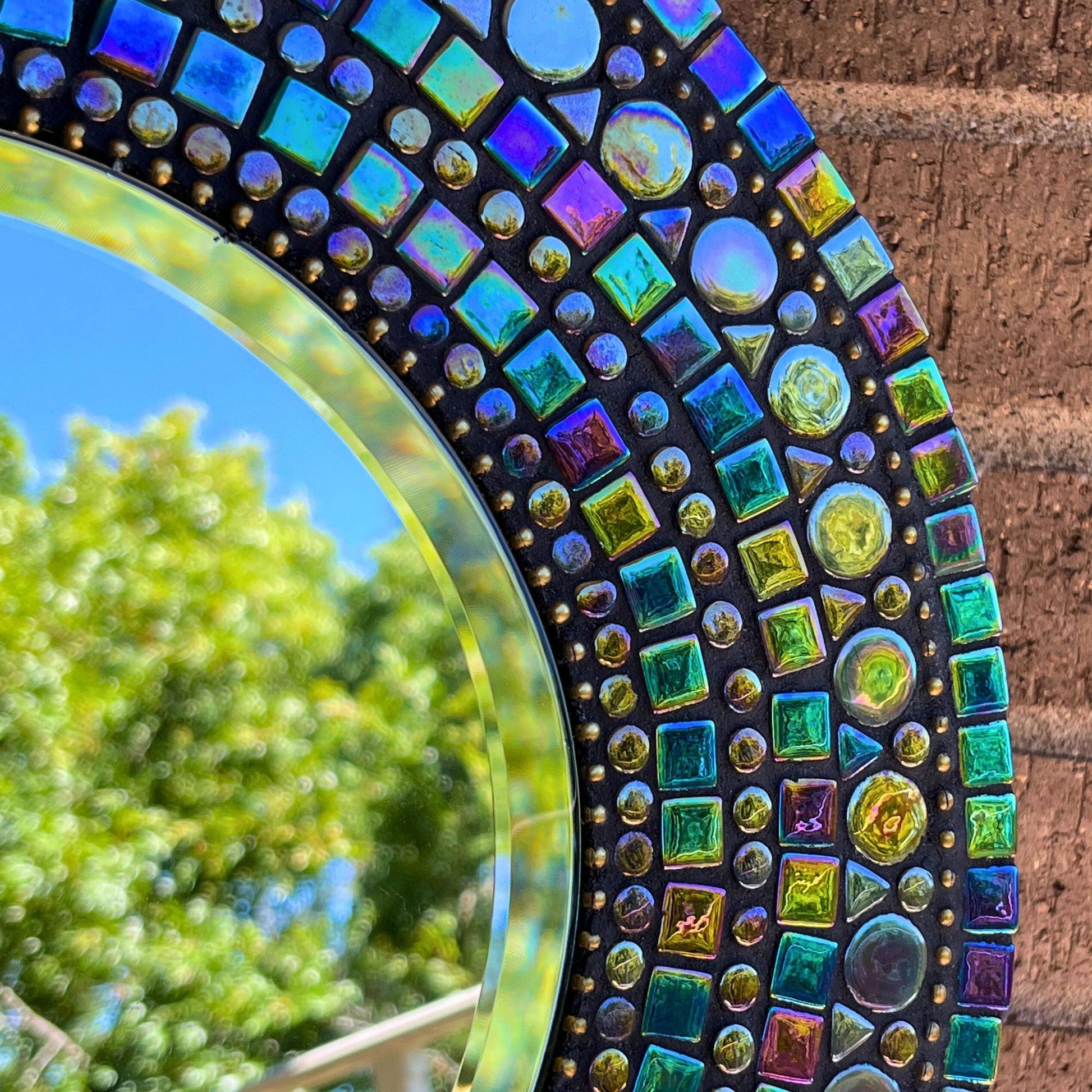 14" Mosaic Mirror | Black Opal Iridescent - Classic & Timeless - MIRRORS
