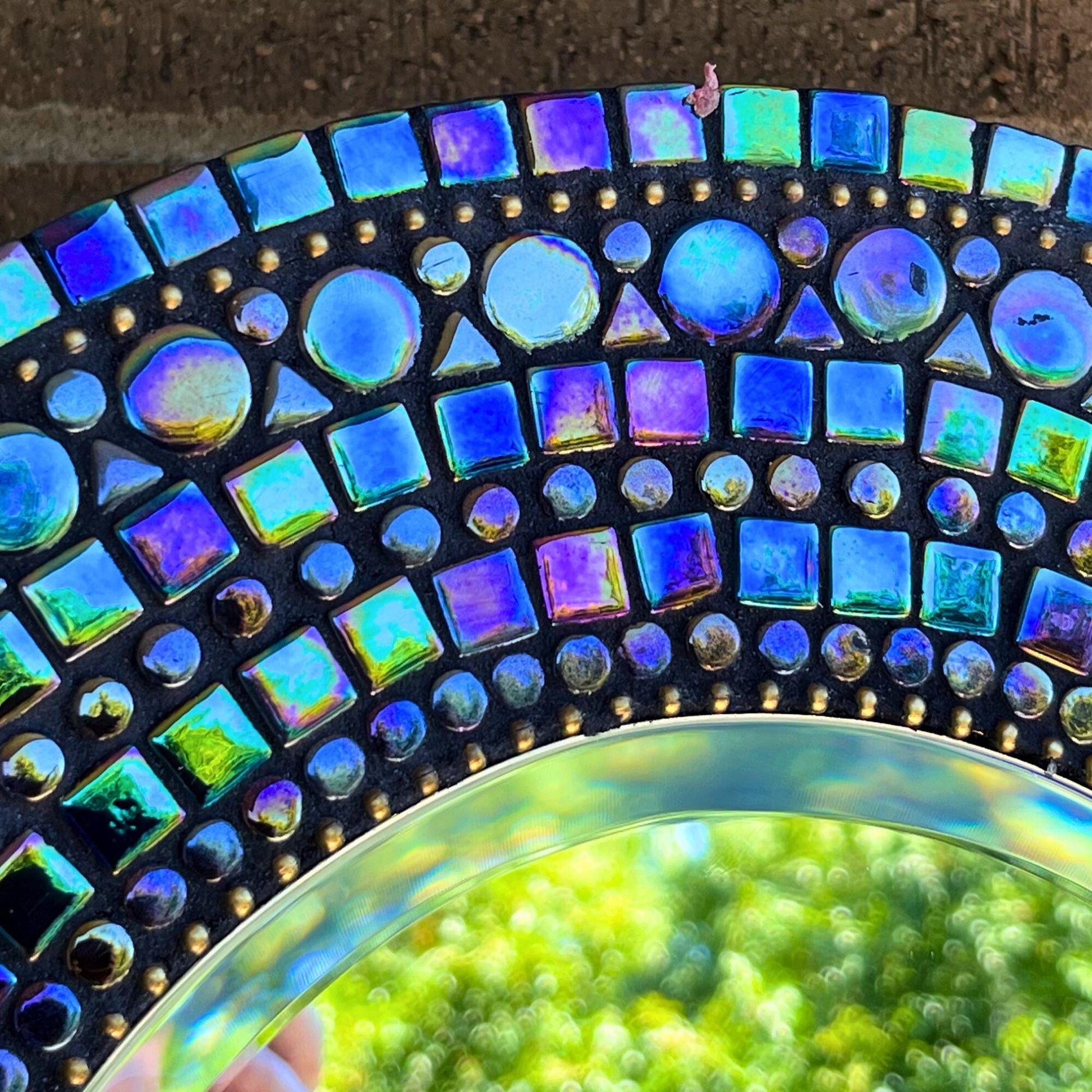 14" Mosaic Mirror | Black Opal Iridescent - Classic & Timeless - MIRRORS