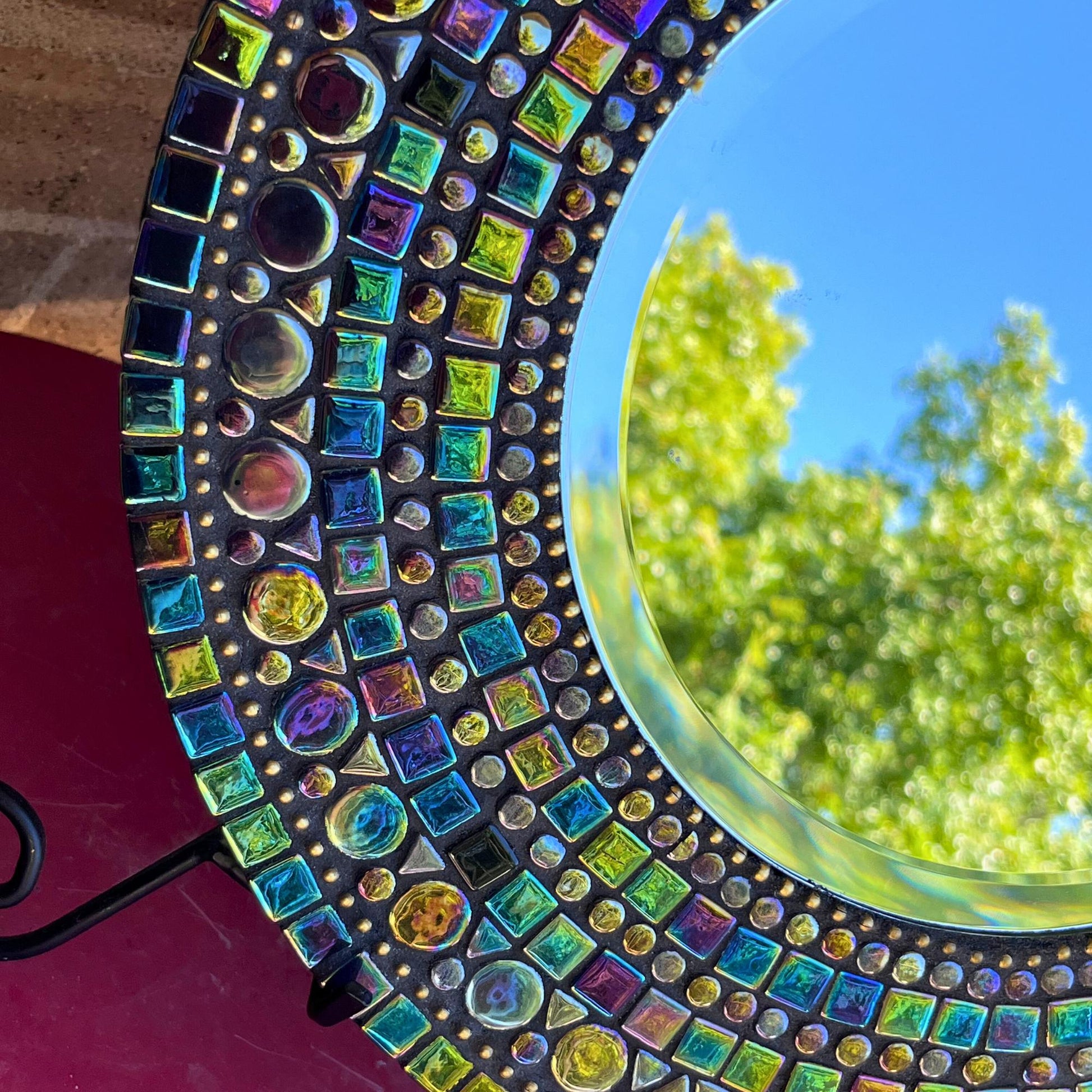 14" Mosaic Mirror | Black Opal Iridescent - Classic & Timeless - MIRRORS