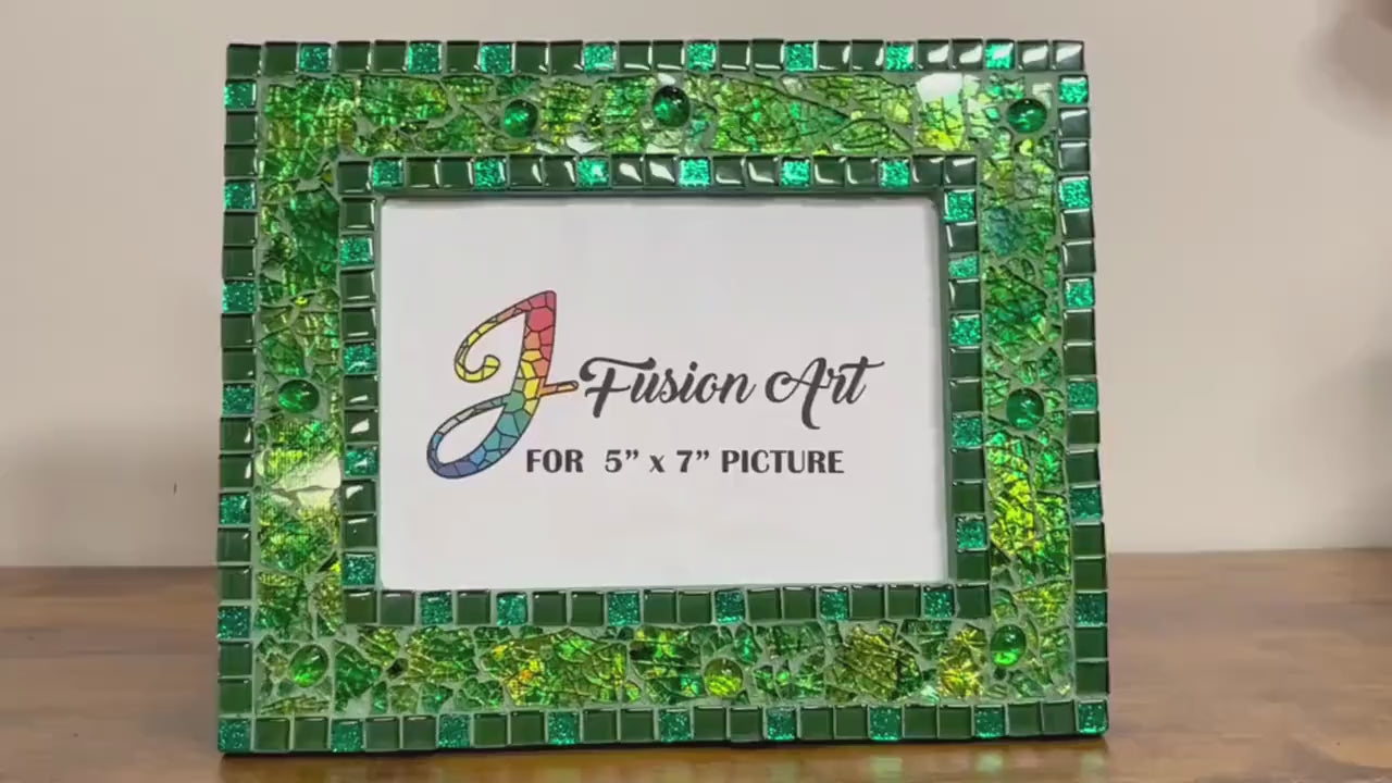Green Tempered Glass Photo Frame / 5x7 / For Exquisite Displays, One of a Kind