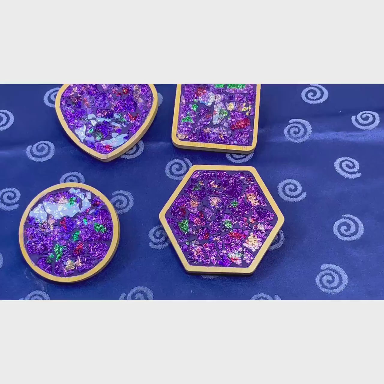 COASTER SET - 4 piece|PURPLE & jewel tones| One of a kind