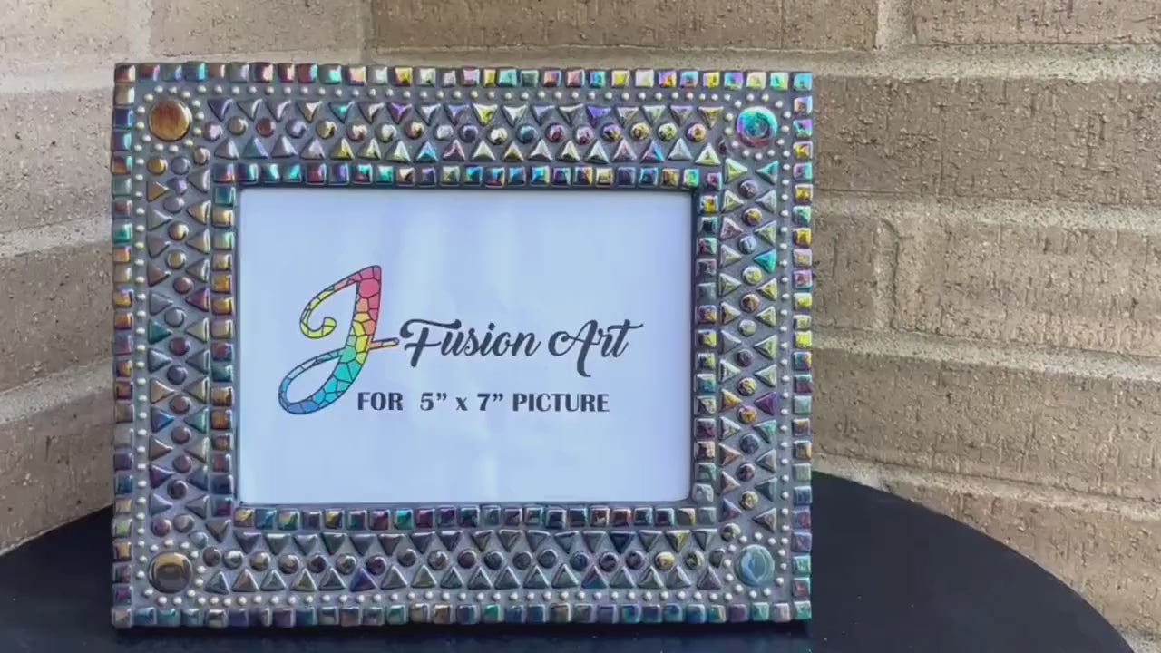 Mosaic Photo Frame 5"x7"| Stylish Black Iridescent | Perfect Gift