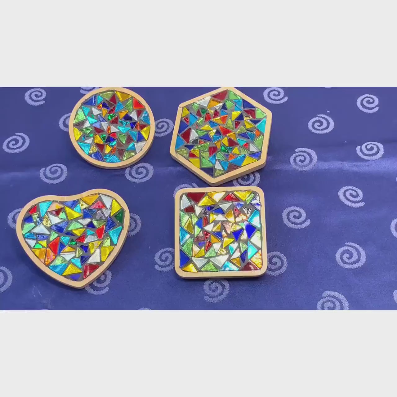 COASTER SET - 4 piece| Rainbow Kaleidoscope| One of a kind