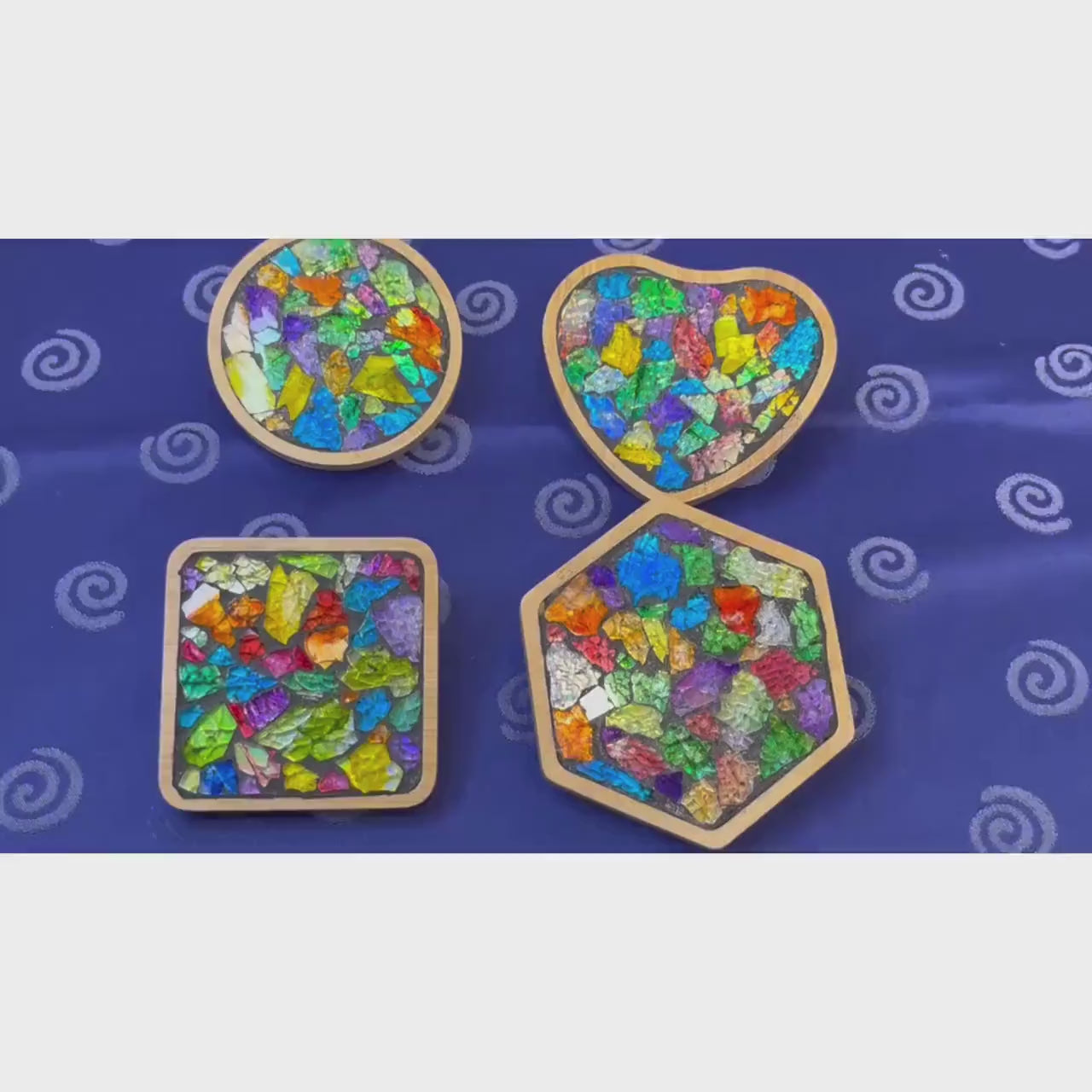 COASTER SET - 4 piece| Rainbow Tempered Glass| One of a kind
