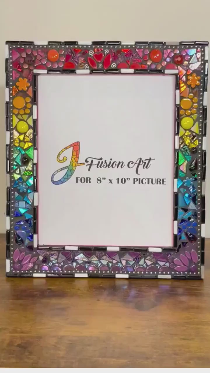 Rainbow Mosaic Photo Frame | 8" x 10" | Rainbow Patchwork. Lots of texture. Bestseller!