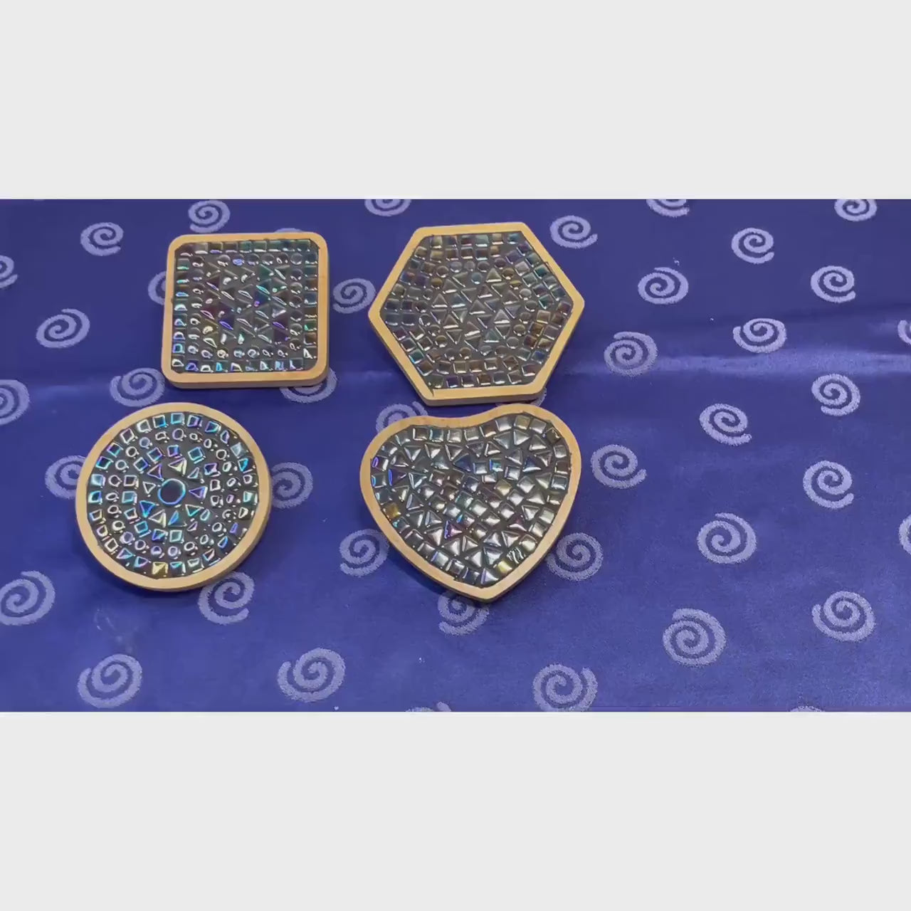 COASTER SET - 4 piece|Black Opal Iridescent| One of a kind