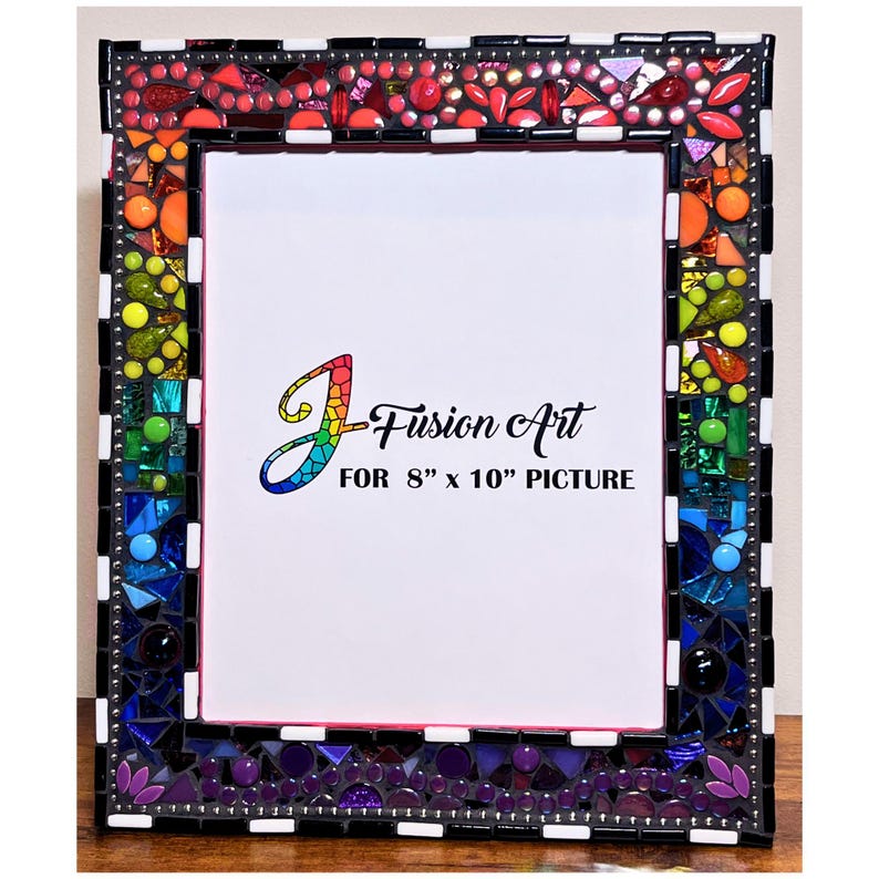 Rainbow Mosaic Photo Frame | 8" x 10" | Rainbow Patchwork. Lots of texture. Bestseller!