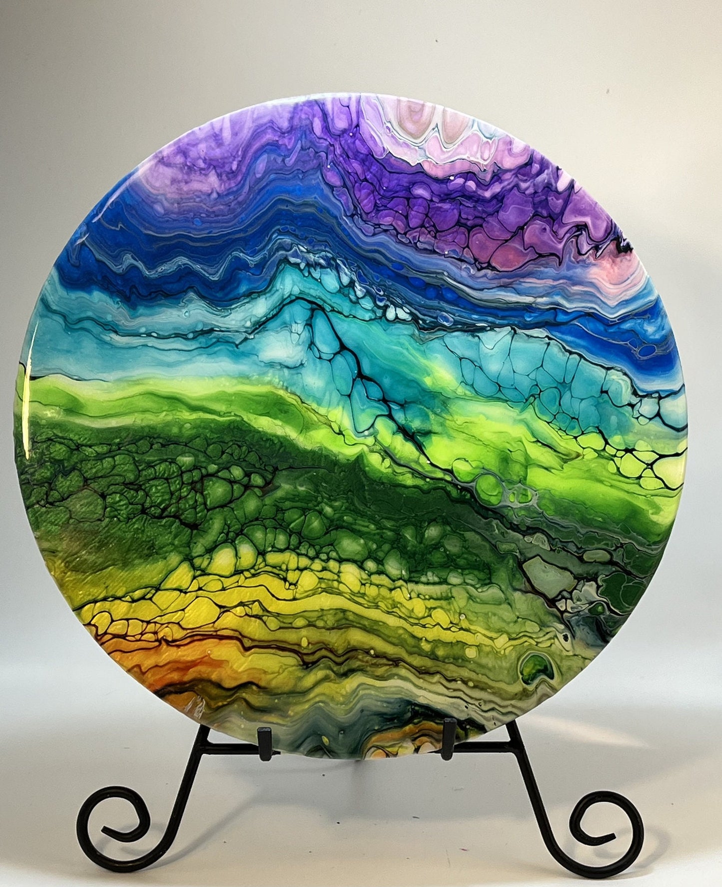 Swipe Painting/12" 'Mountains' In Multiple Colors. Stunning. Ready To Ship. Colors Plus/Includes , Ready To Ship - FLUID ART